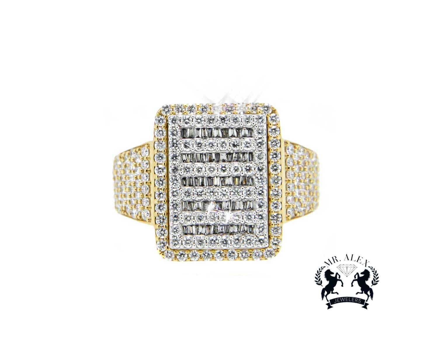 14K Diamond 3D Square Diamond Ring 2.40ct - Mr. Alex Jewelry