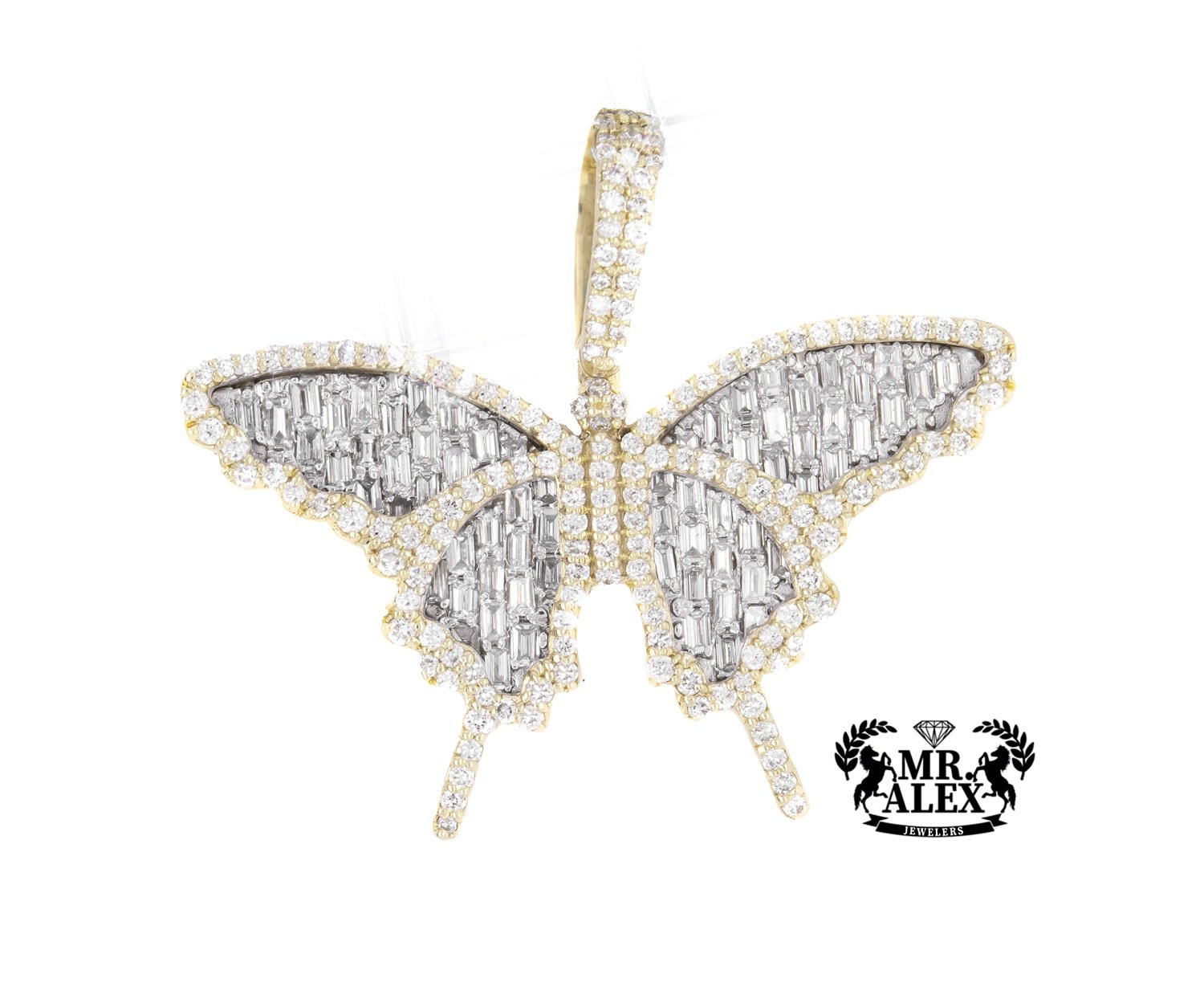 14K Diamond Butterfly Pendant 1.21ct Yellow Gold - Mr. Alex Jewelry