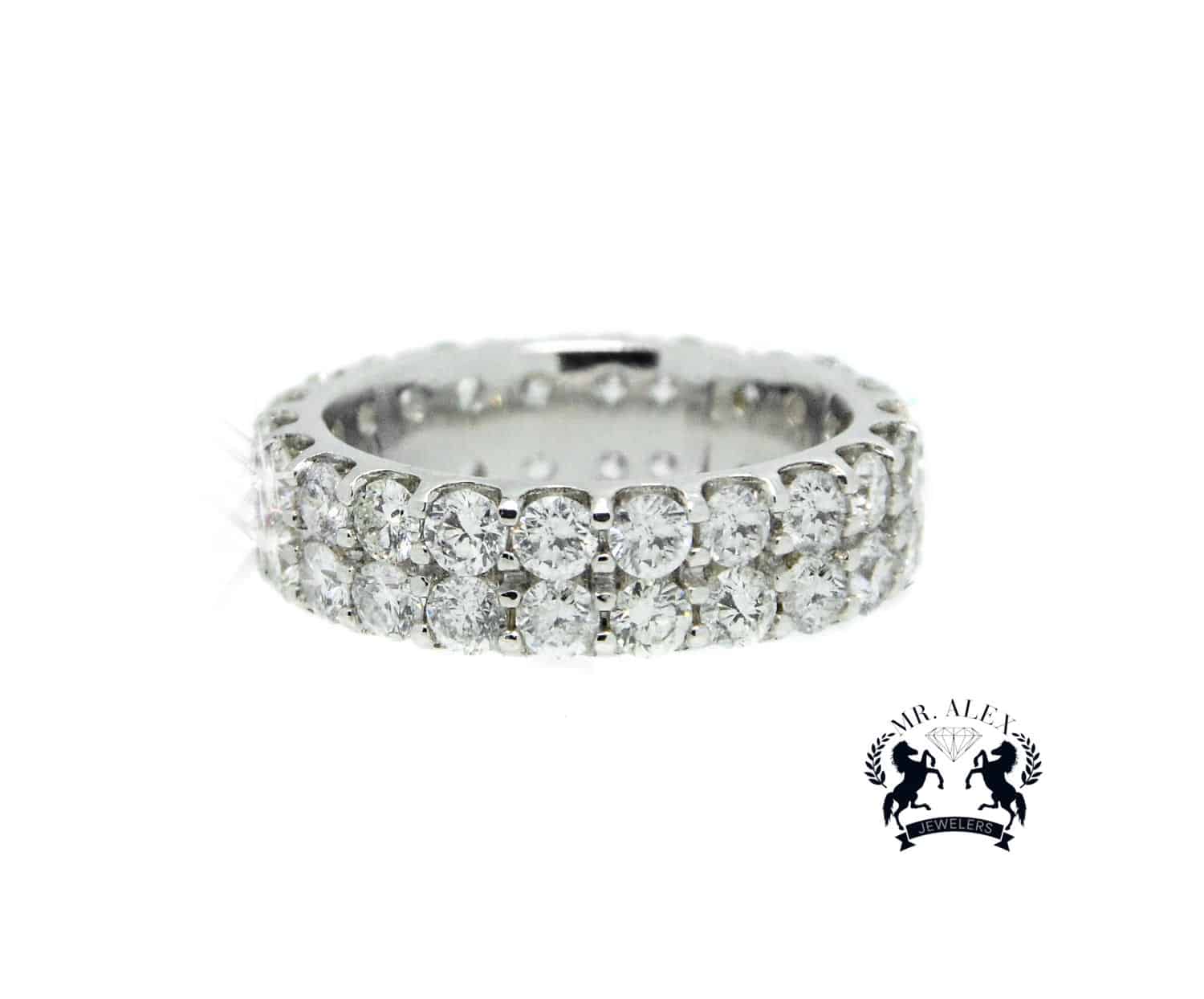 14K Diamond Ring 2 Row 6.20ct - Mr. Alex Jewelry