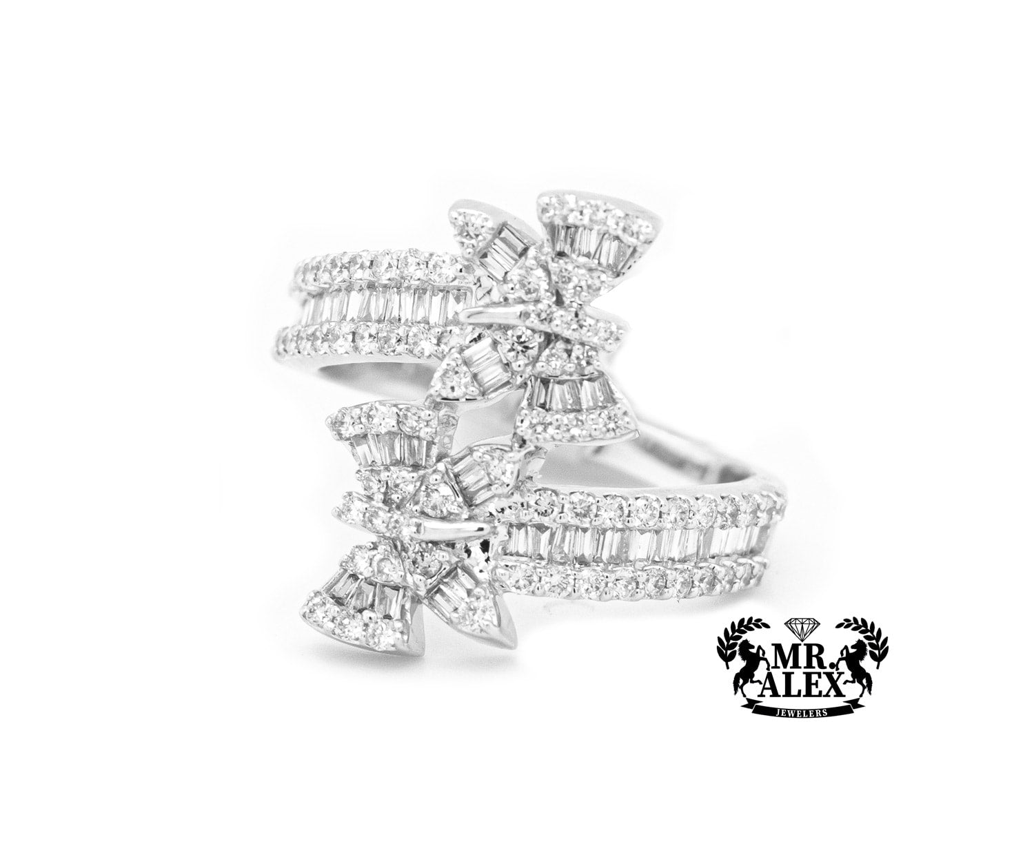 14k Double Butterfly Diamond Ring 1.00ct - Mr. Alex Jewelry