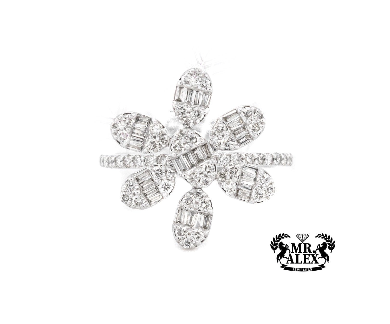14K Flower Diamond Ring 0.90ct - Mr. Alex Jewelry