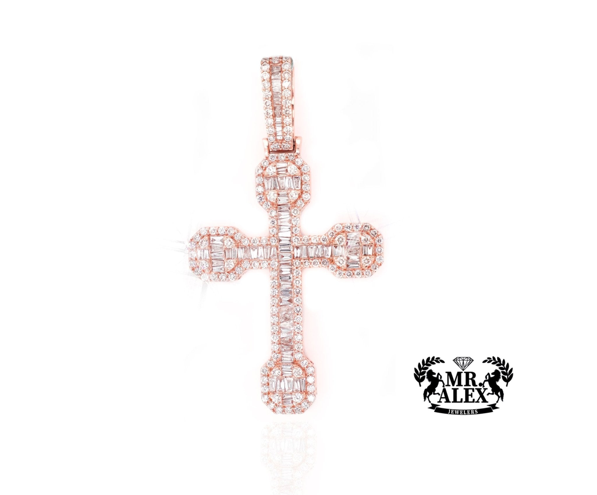 14K Gold Elegant Cross Diamond Pendant with 4.50 ct - Mr. Alex Jewelry