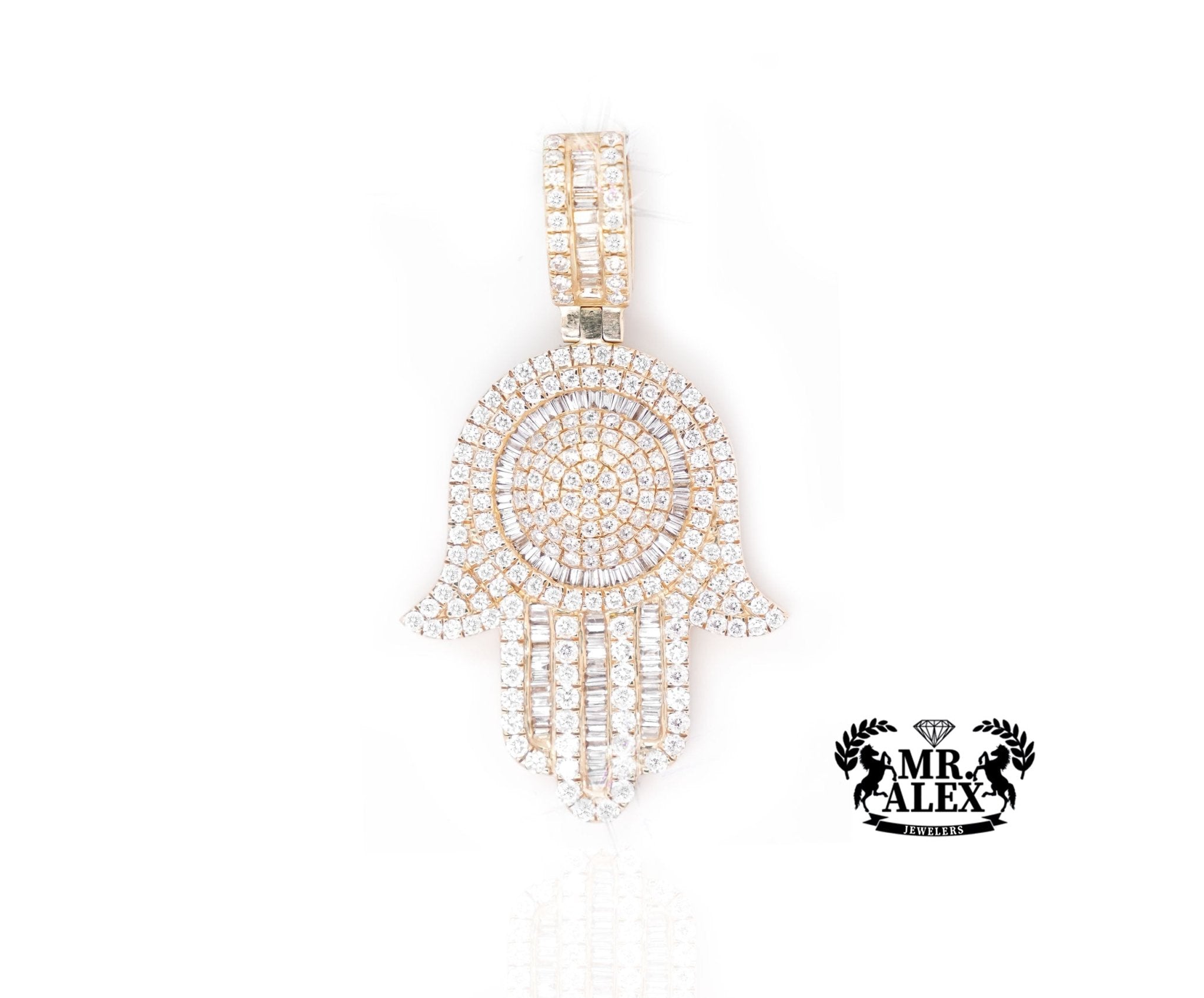 14K Gold Grand Hamsa Hand Pendant with 2.75ct - Mr. Alex Jewelry