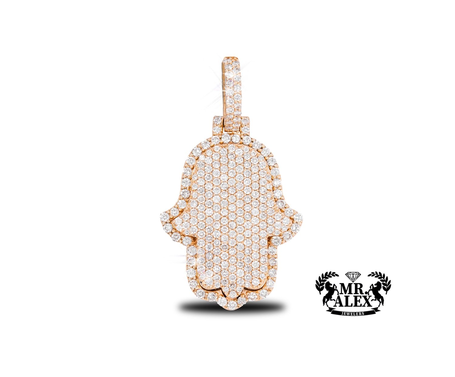 14K Hamsa Diamond Pendant 3.10ct - Mr. Alex Jewelry