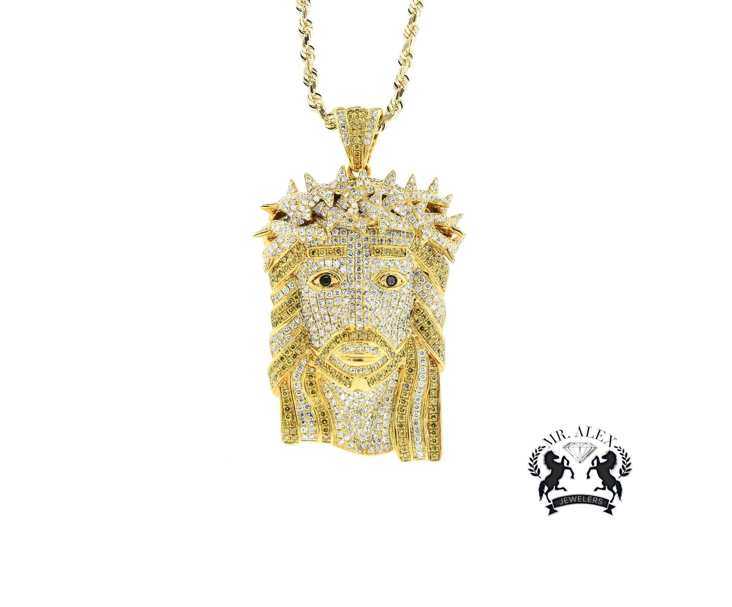 14K Jesus Pendant 6.82CT Yellow Gold - Mr. Alex Jewelry