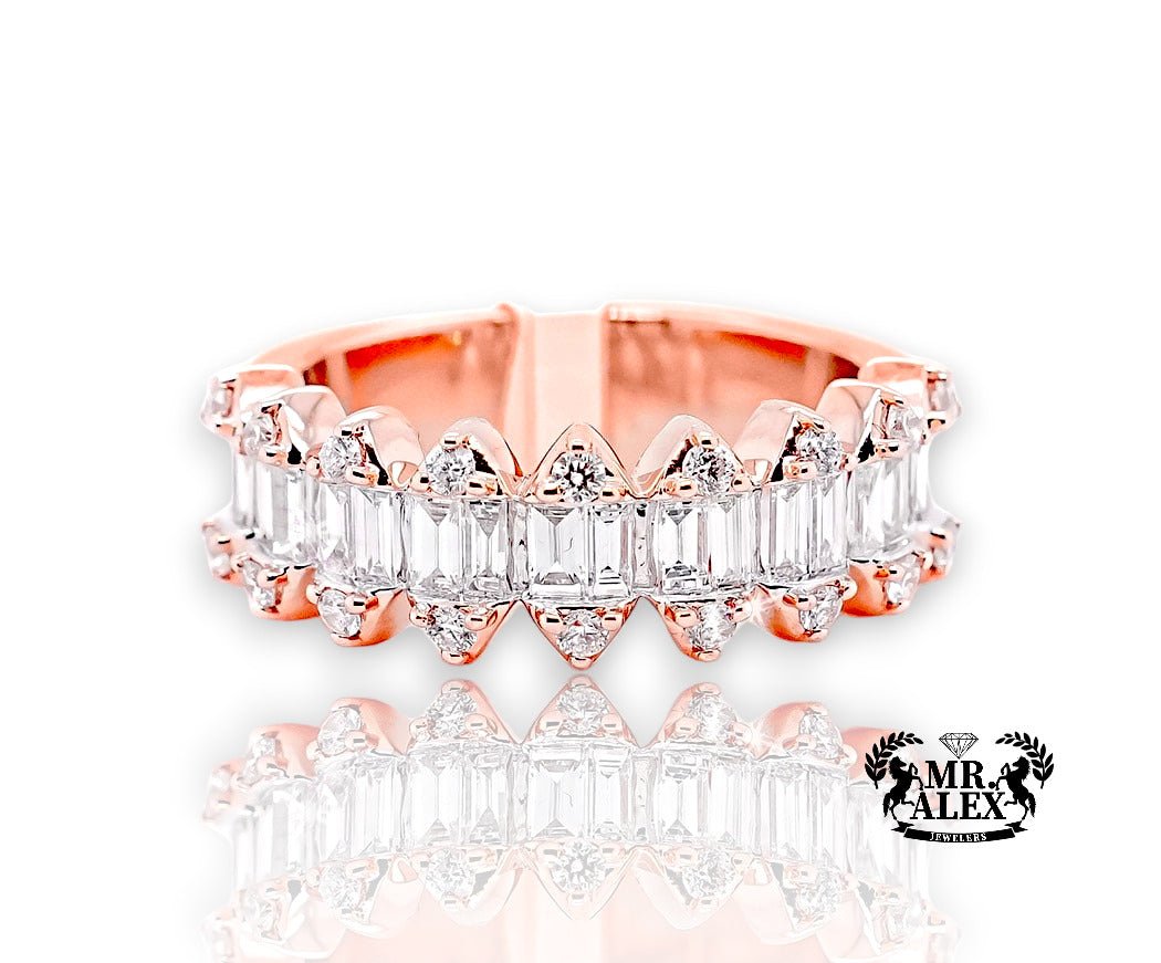 14K Long Hexagon Shaped Diamond Ring 1.25ct - Mr. Alex Jewelry