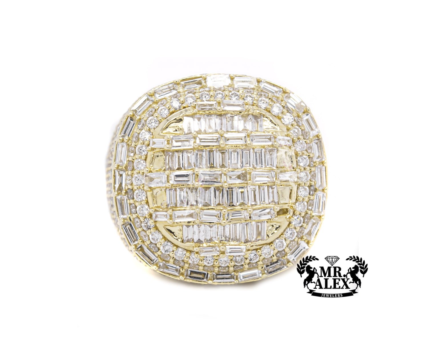 14K Luxury Baguette Men Diamond Ring 6.35ct - Mr. Alex Jewelry