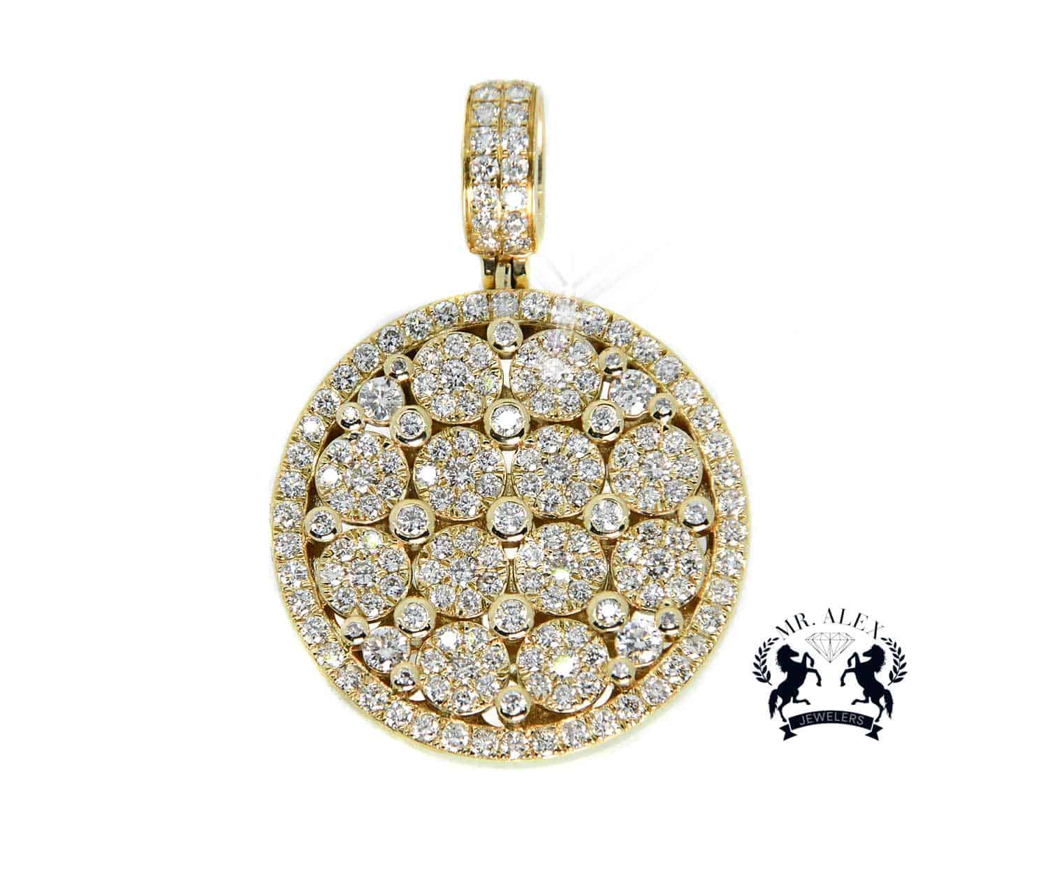 14k Luxury Diamond Pendant Medallion 4.00ct - Mr. Alex Jewelry
