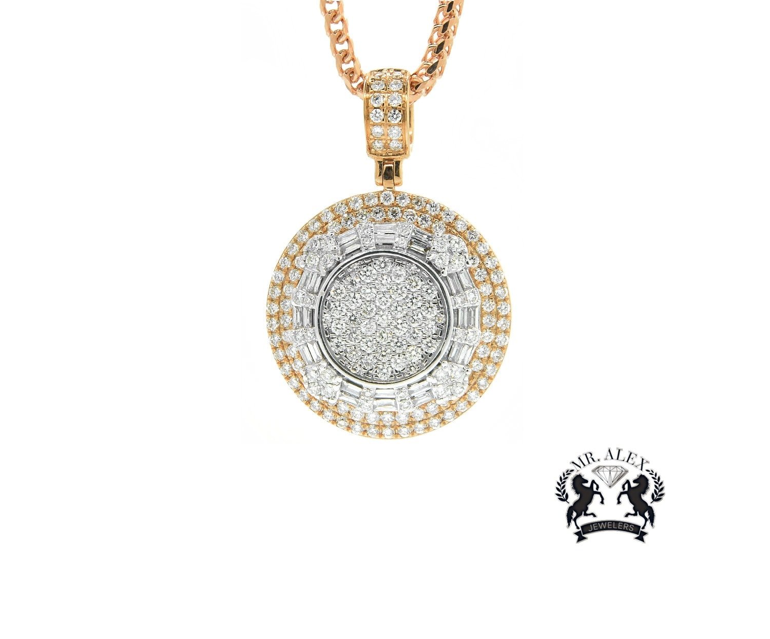 14k Medallion Pendant 3.00ct Rose Gold - Mr. Alex Jewelry