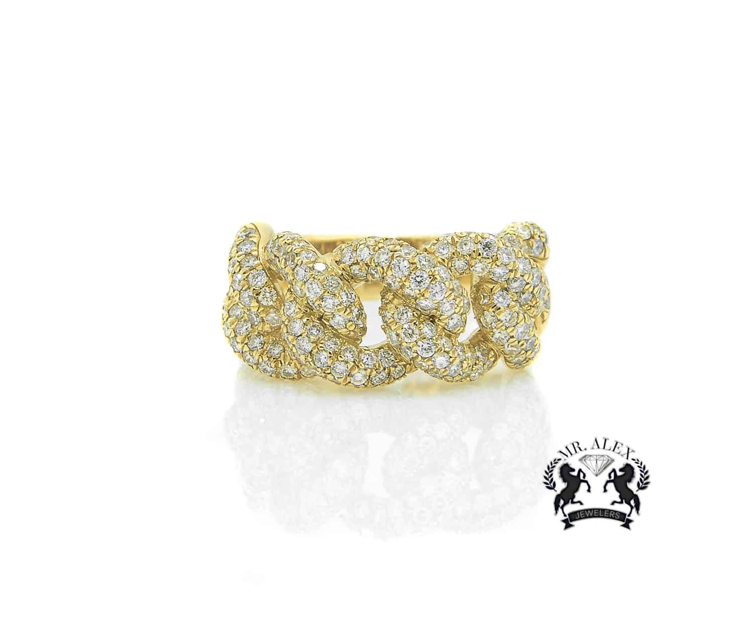 14K Miami Cuban Link Diamond Ring 3.25ct - Mr. Alex Jewelry