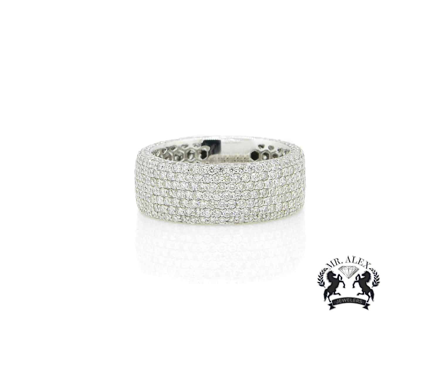 14K Seven Row Diamond Ring 4.39ct - Mr. Alex Jewelry