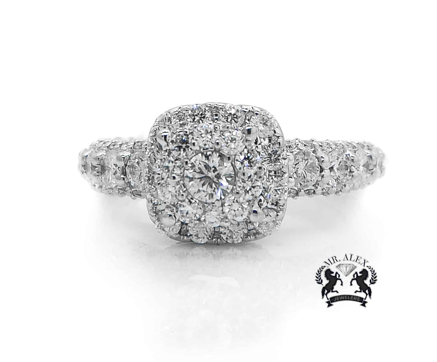 14K Square Cluster Diamond Ring 1.75ct - Mr. Alex Jewelry