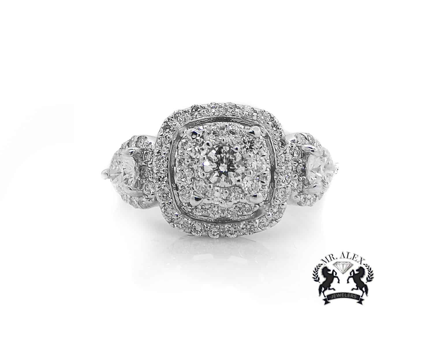 14K Square Cluster Diamond Ring 1.94ct - Mr. Alex Jewelry