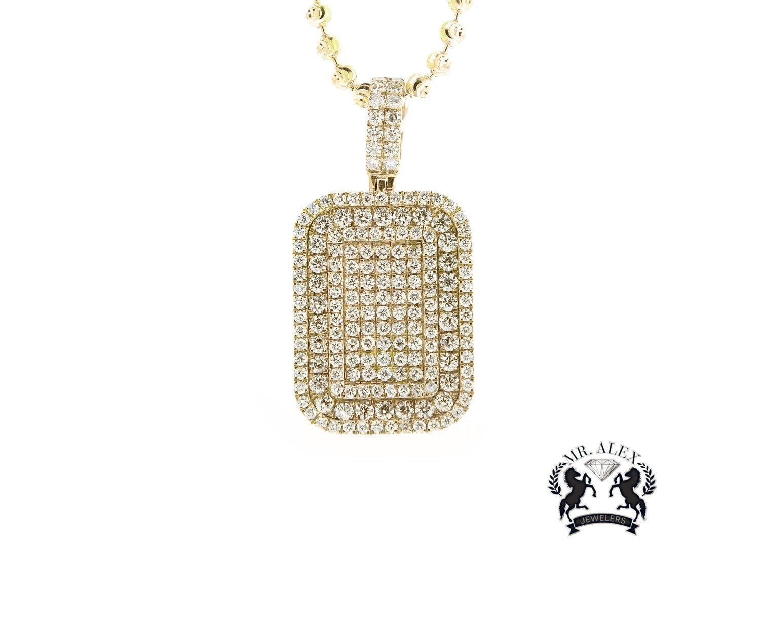 14K Square Pendant 3.25CT Yellow Gold - Mr. Alex Jewelry