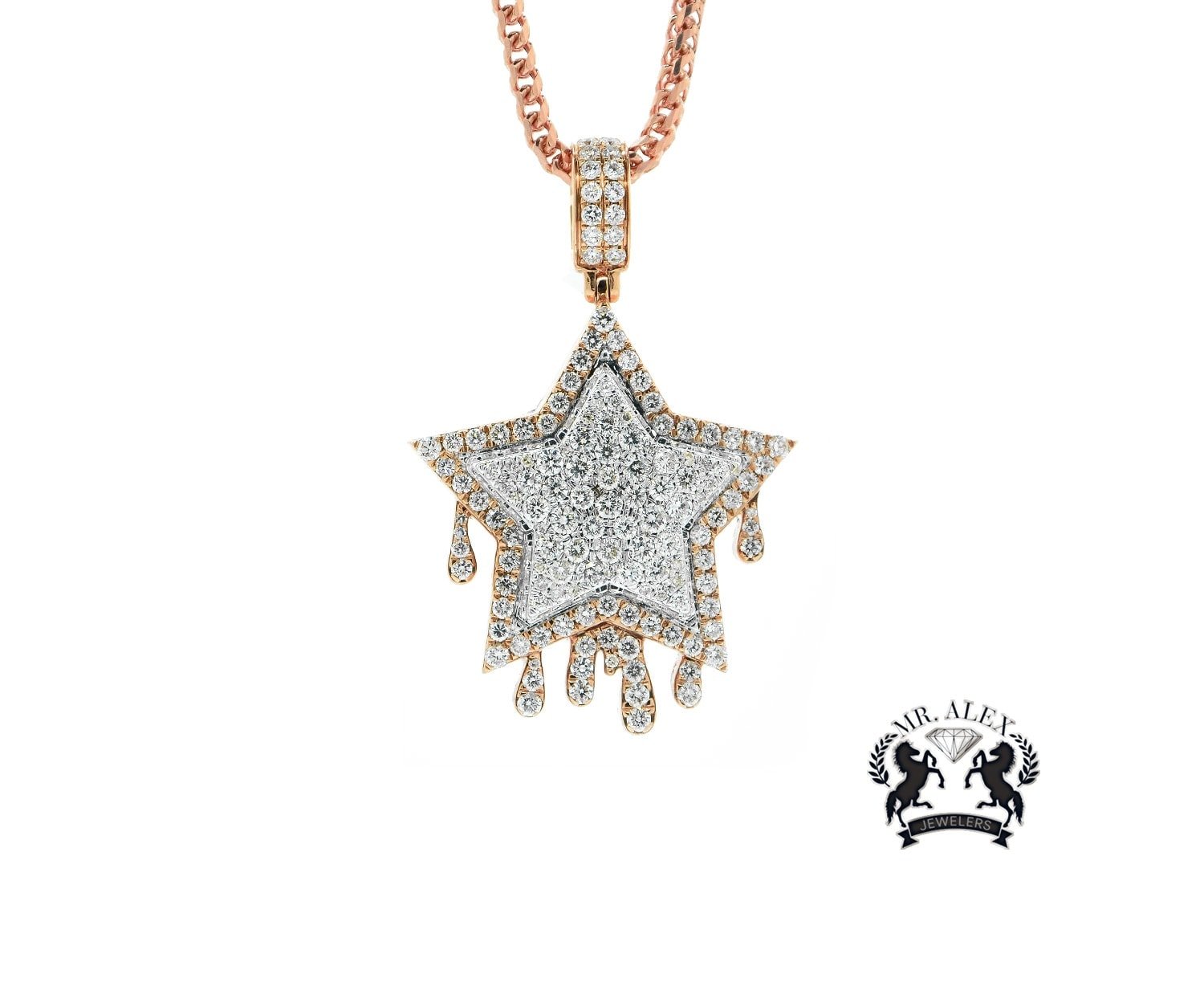 14k Star Pendant 4.00ct Rose Gold - Mr. Alex Jewelry