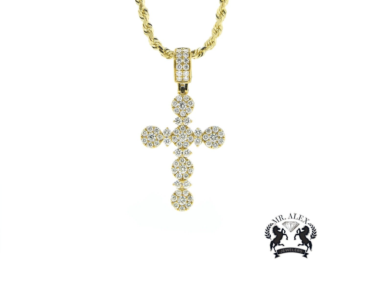 14K Style Cross Pendant 2.00ct Yellow Gold - Mr. Alex Jewelry