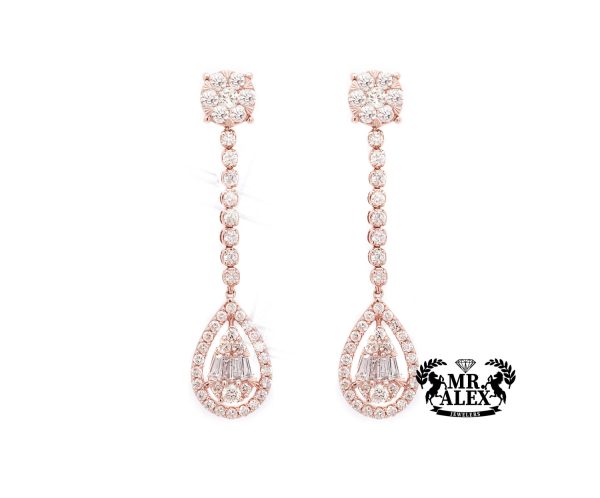 14K Tear Drop Earrings 1.50ct Rose Gold - Mr. Alex Jewelry