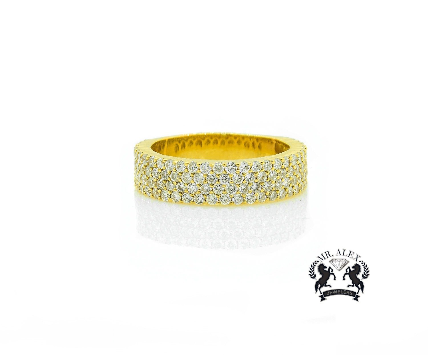 14K Three Row Diamond Ring 3.25ct - Mr. Alex Jewelry