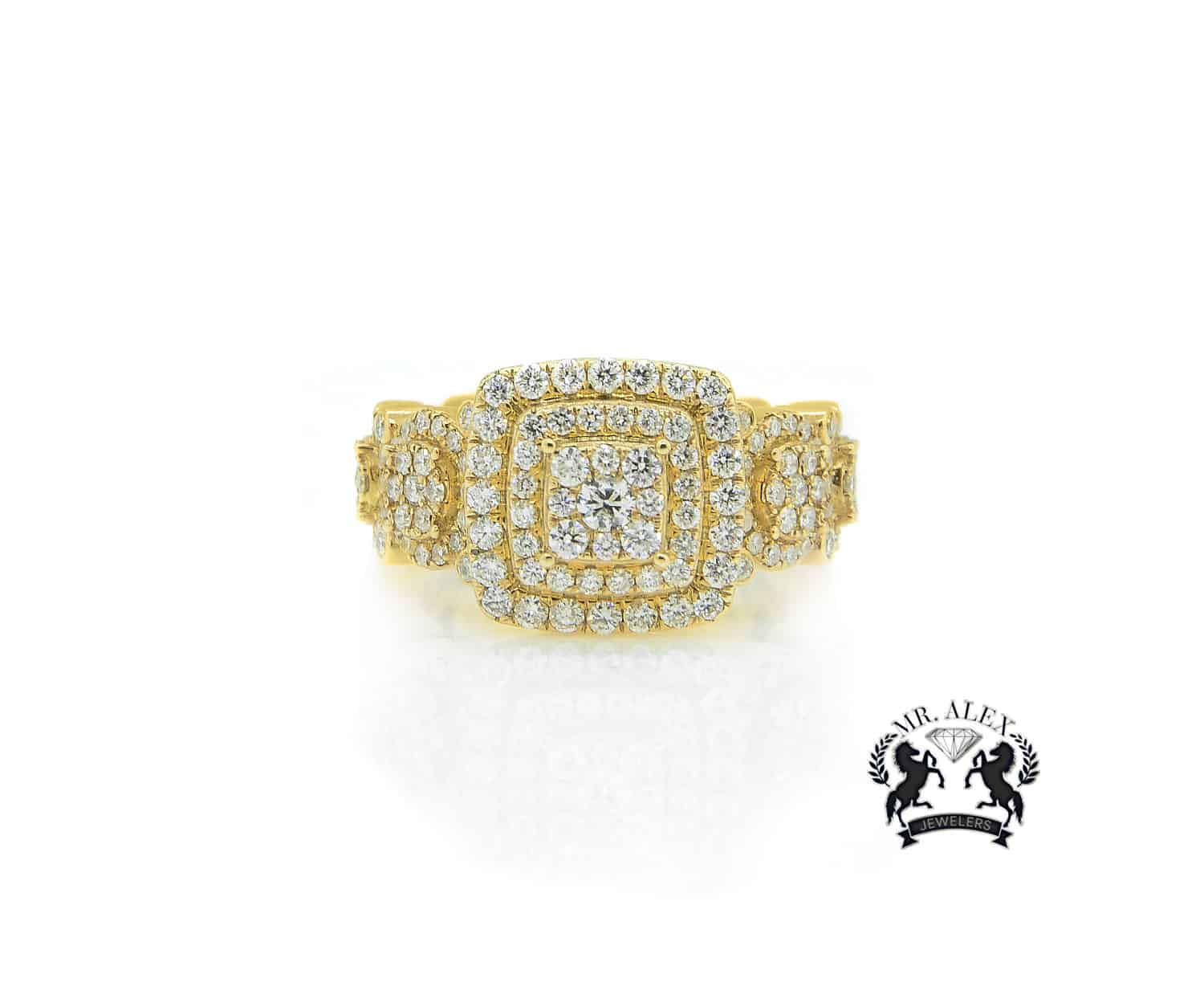 14K Three Square Diamond Ring 2.50ct - Mr. Alex Jewelry