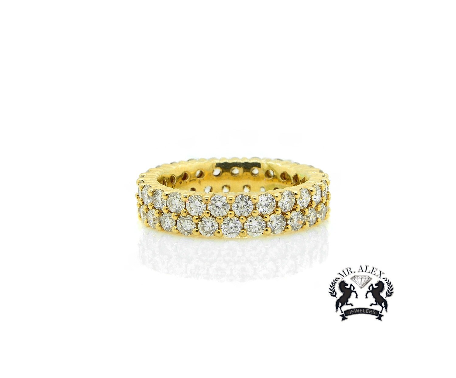 14K Two Row Diamond Ring 4.25ct - Mr. Alex Jewelry