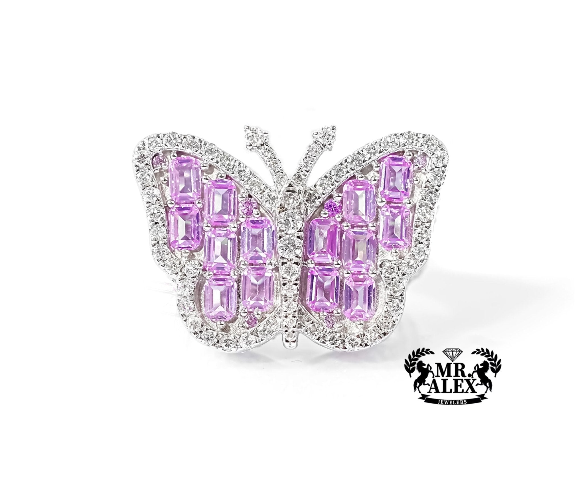 14k White Gold Butterfly Embrace Ring 3.50ct - Mr. Alex Jewelry