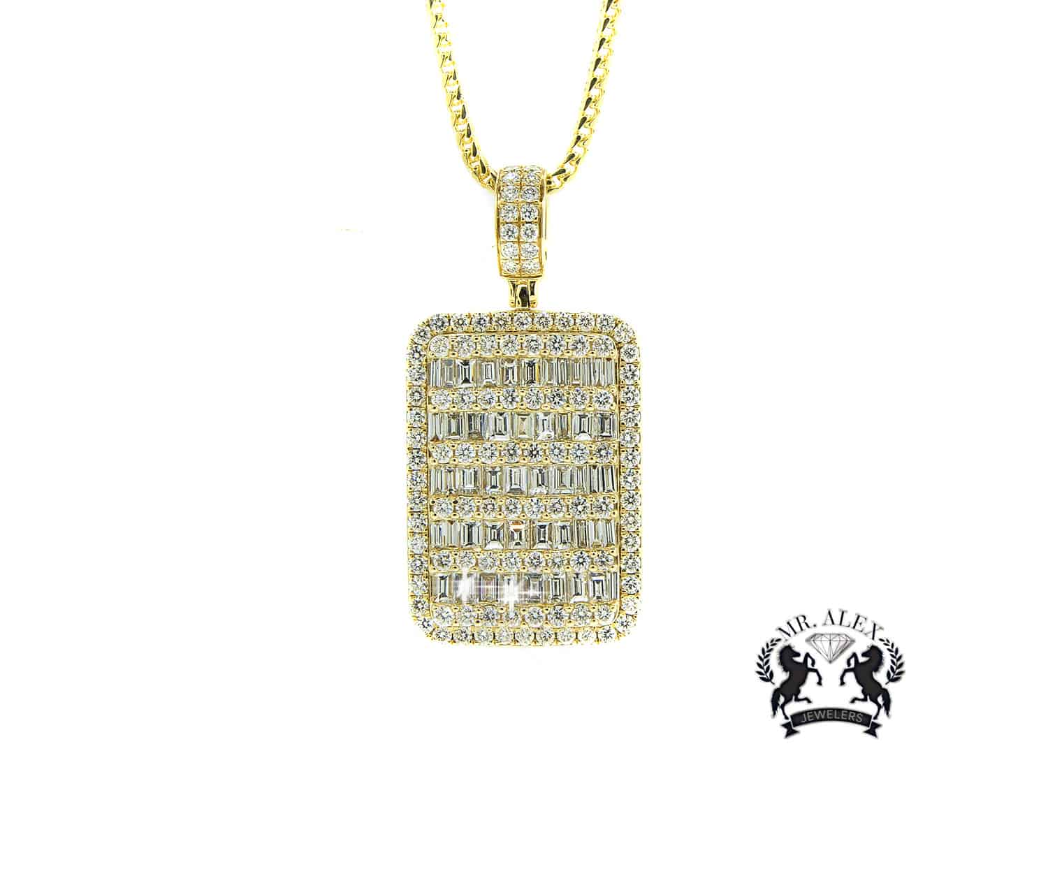 Big Square Pendant 6.40ct 14K Yellow Gold - Mr. Alex Jewelry