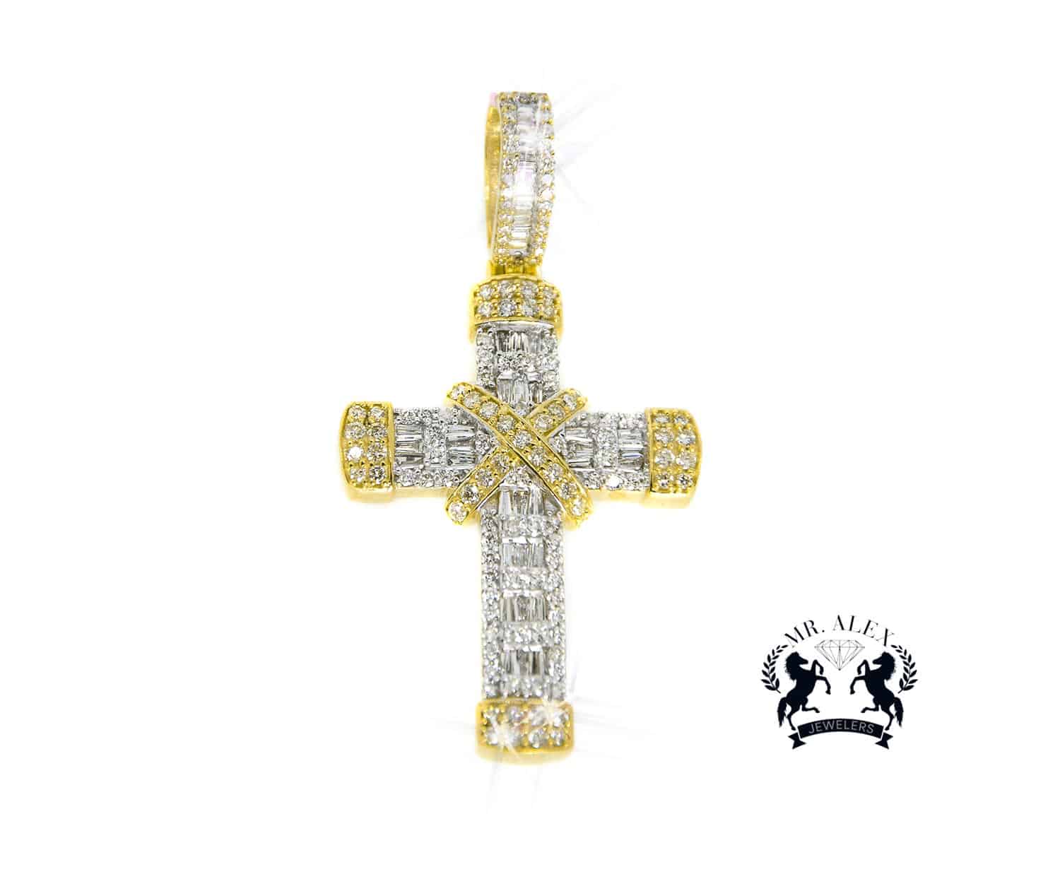 Cross Diamond Pendant 10K Yellow Gold 2.00ct - Mr. Alex Jewelry