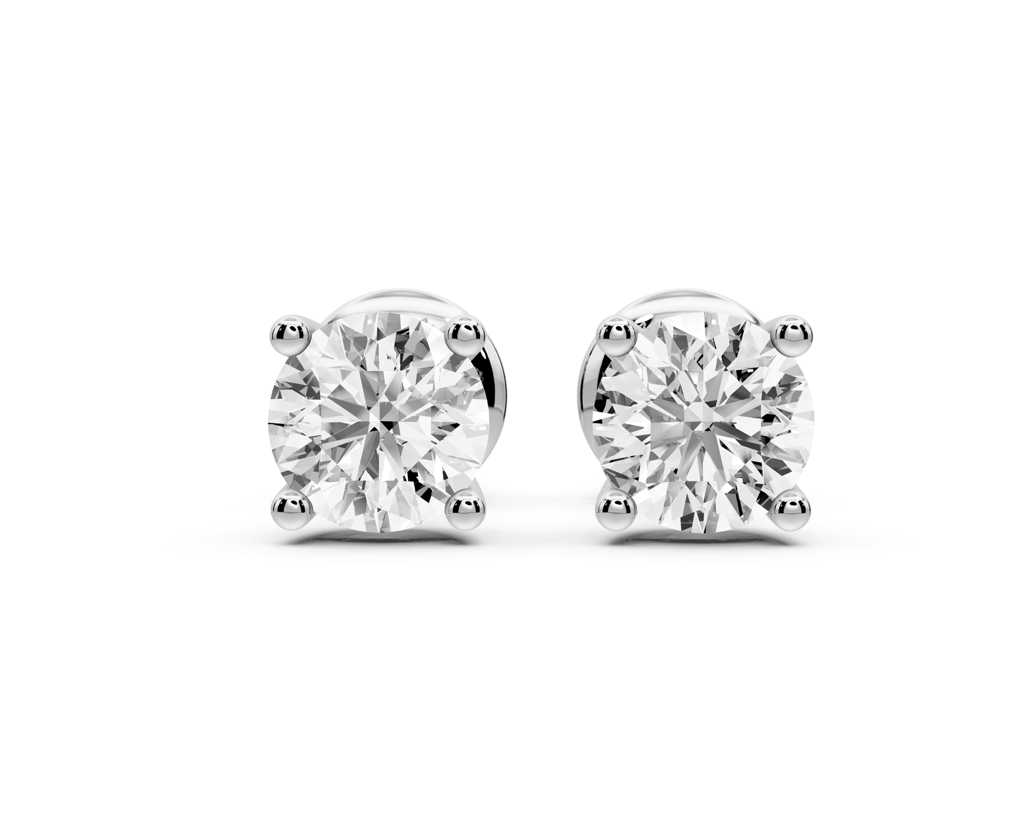 14K White Gold Round Cut 1ct Diamond Stud Earrings