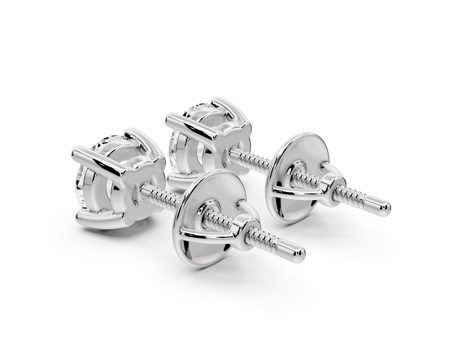 14K White Gold Round Cut 1ct Diamond Stud Earrings