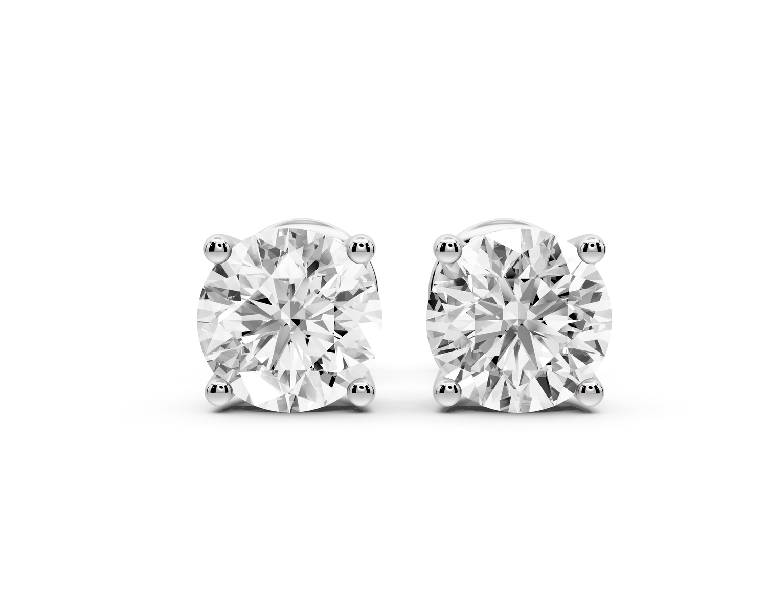 14K White Gold Round Cut 2ct Diamond Stud Earrings