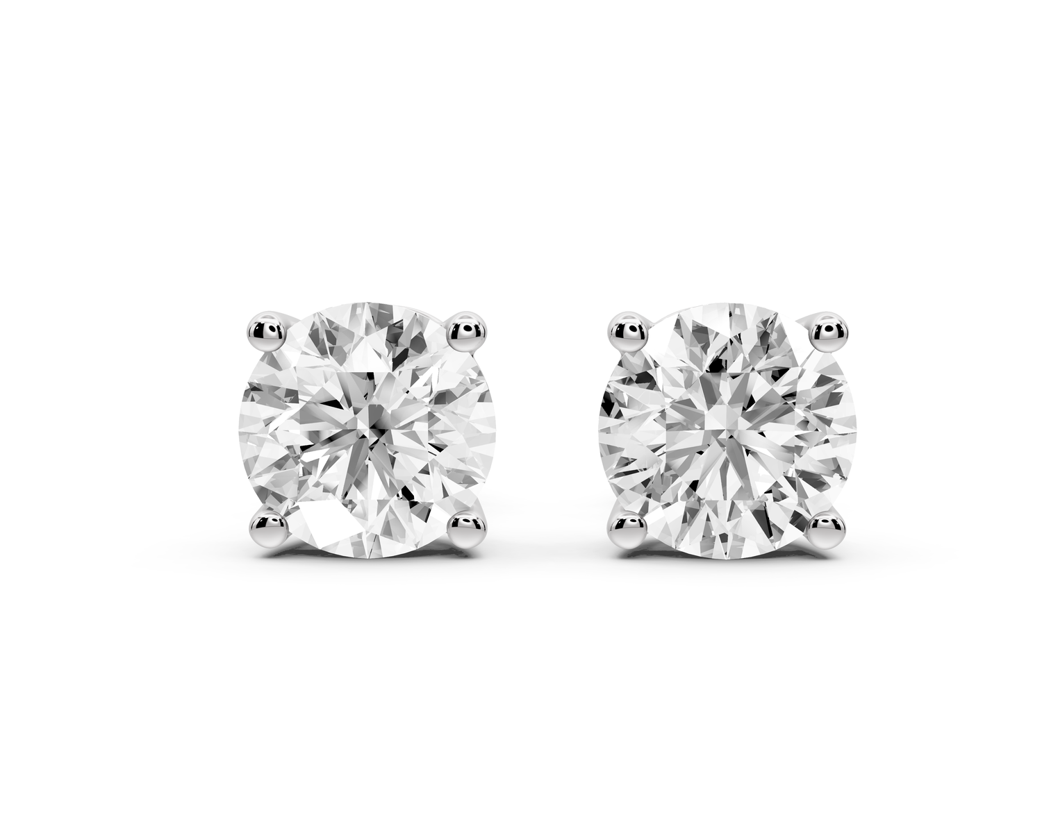 14K White Gold Round Cut 3ct Diamond Stud Earrings