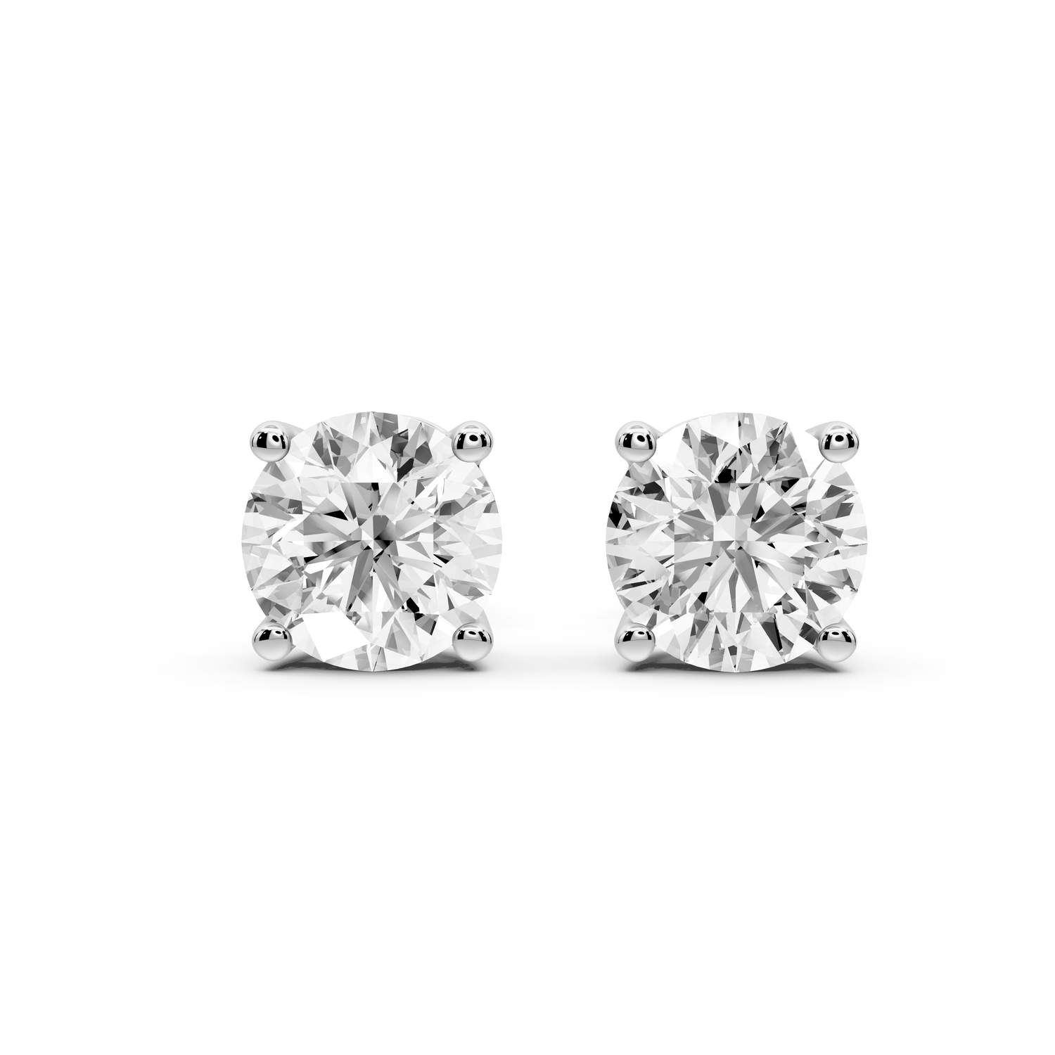 14K White Gold Round Cut 3ct Diamond Stud Earrings