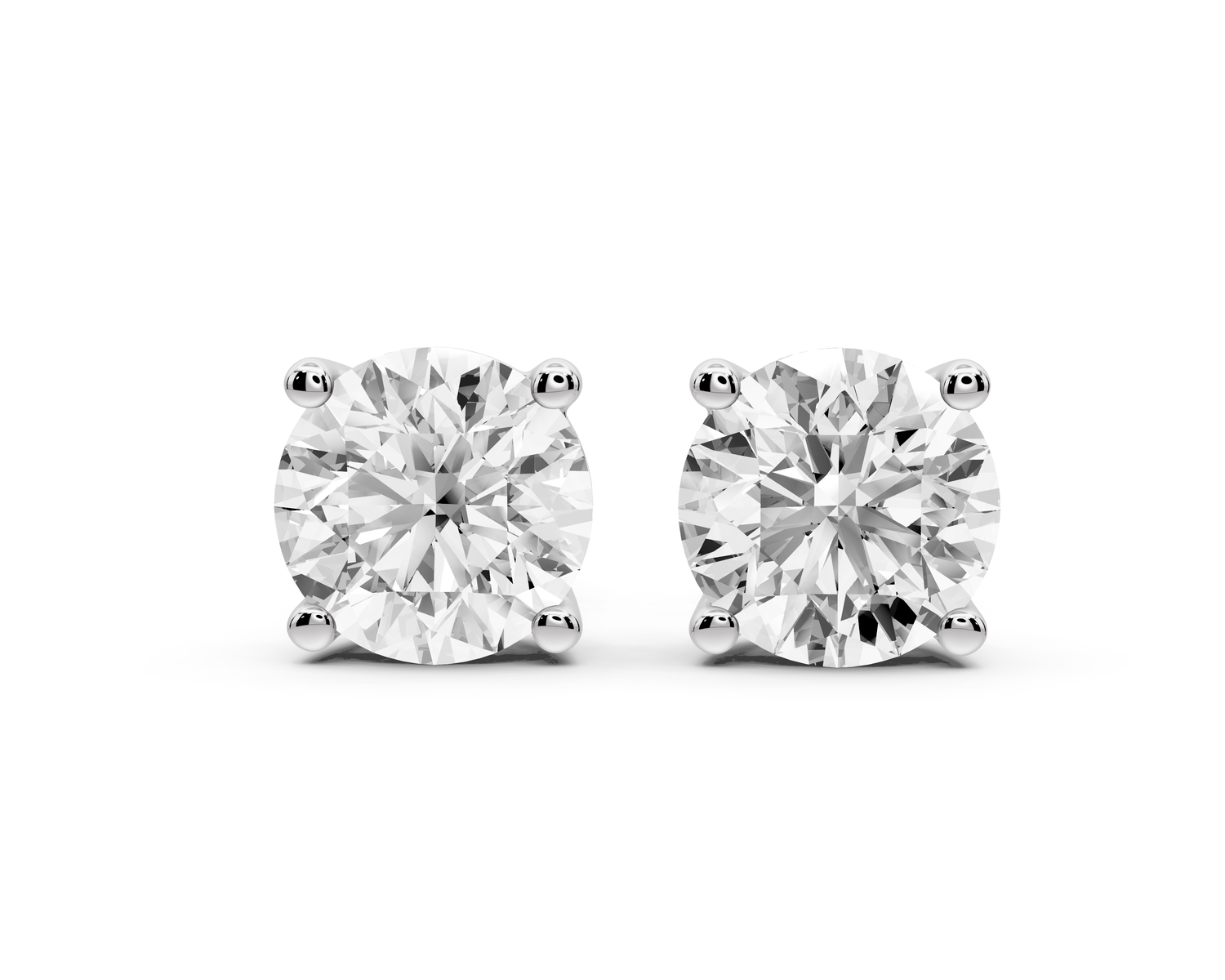 14K White Gold Round Cut 4ct Diamond Stud Earrings