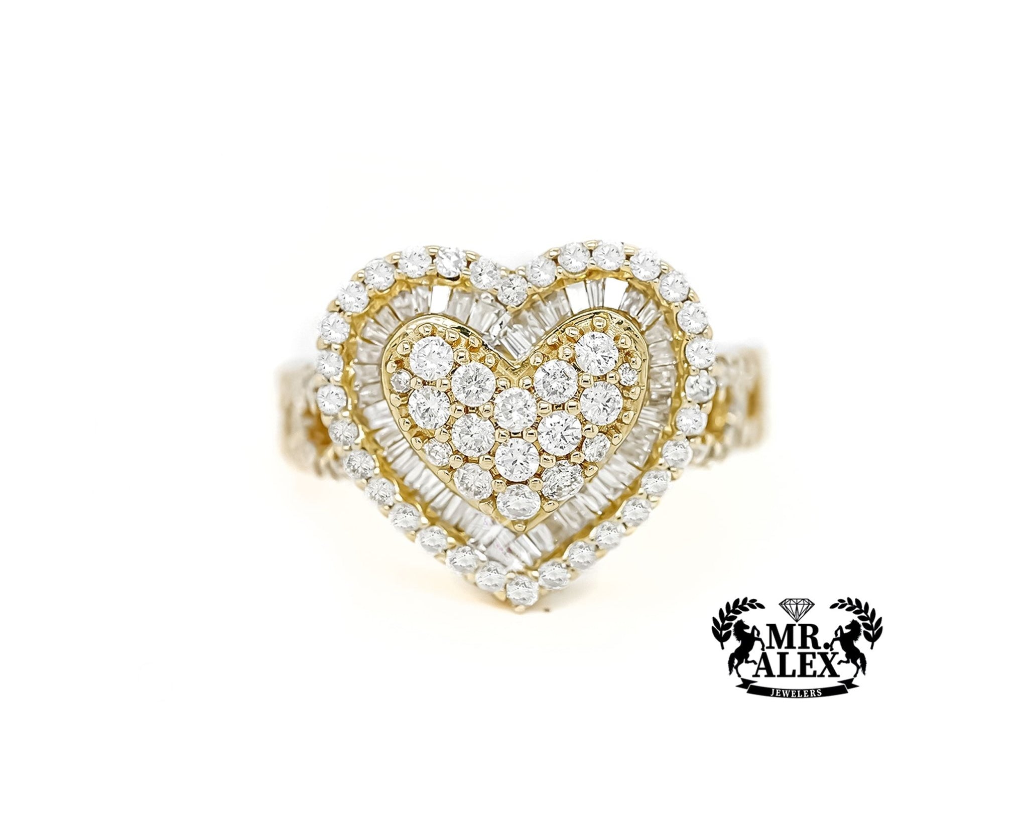 10k 3D Heart Design Ring with Intricate Diamond Detailing 1.60ct - Mr. Alex Jewelry