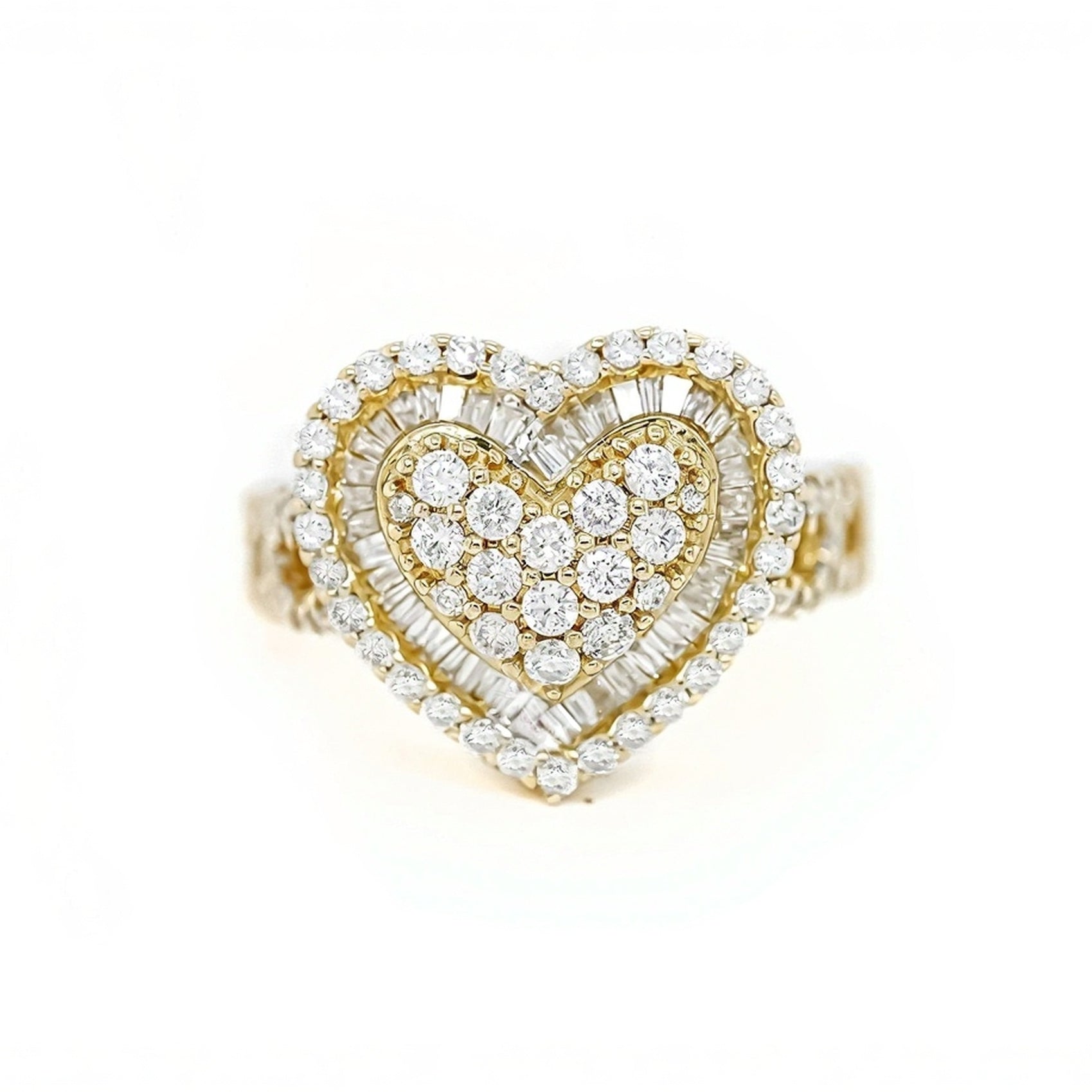 10k 3D Heart Design Ring with Intricate Diamond Detailing 1.60ct - Mr. Alex Jewelry