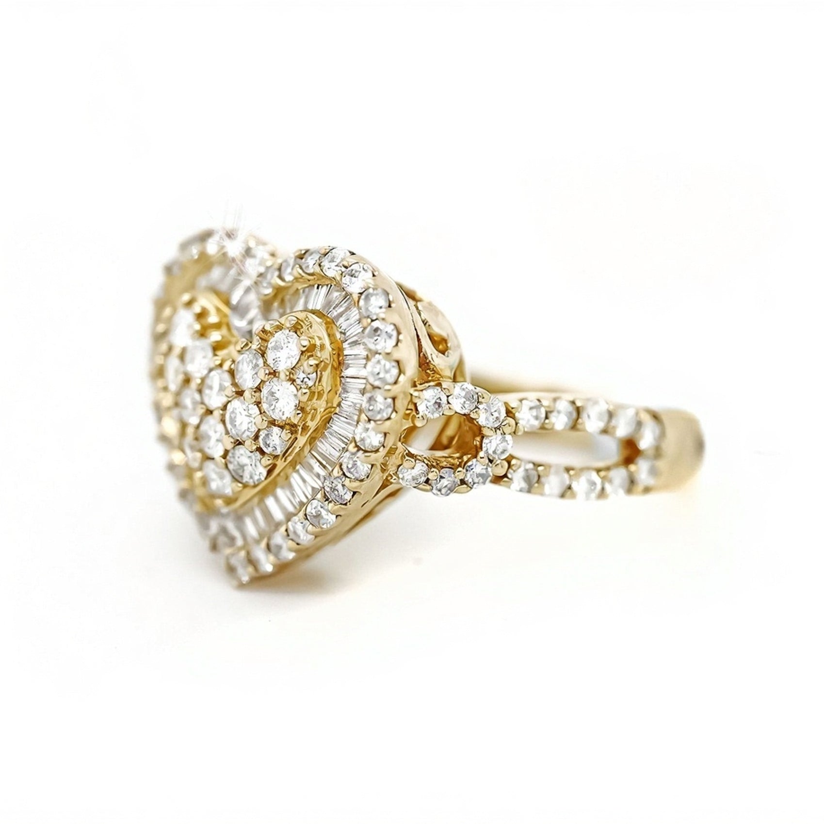 10k 3D Heart Design Ring with Intricate Diamond Detailing 1.60ct - Mr. Alex Jewelry