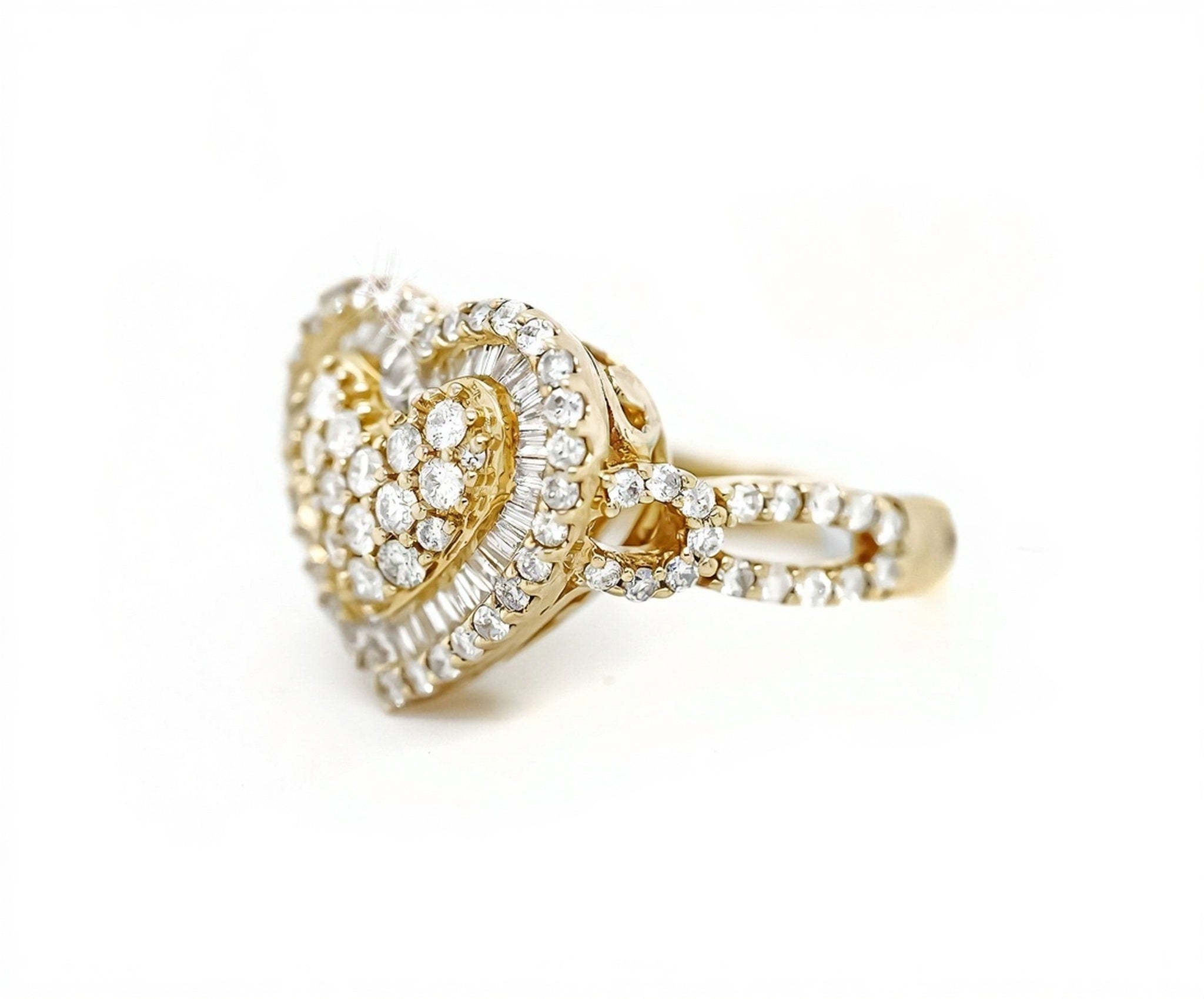 10k 3D Heart Design Ring with Intricate Diamond Detailing 1.60ct - Mr. Alex Jewelry