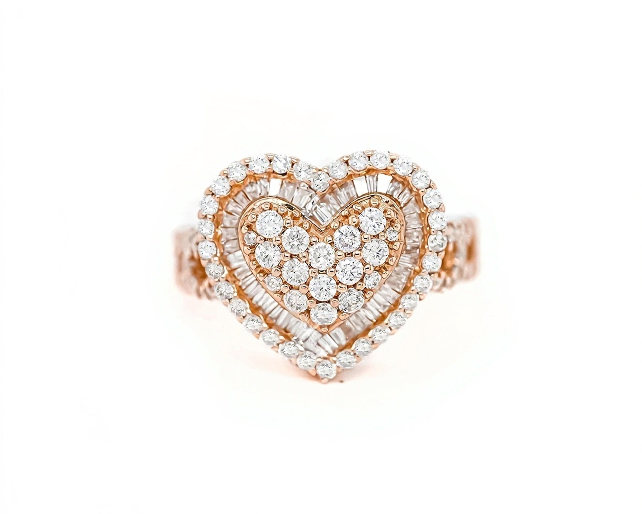 10k 3D Heart Design Ring with Intricate Diamond Detailing 1.60ct - Mr. Alex Jewelry