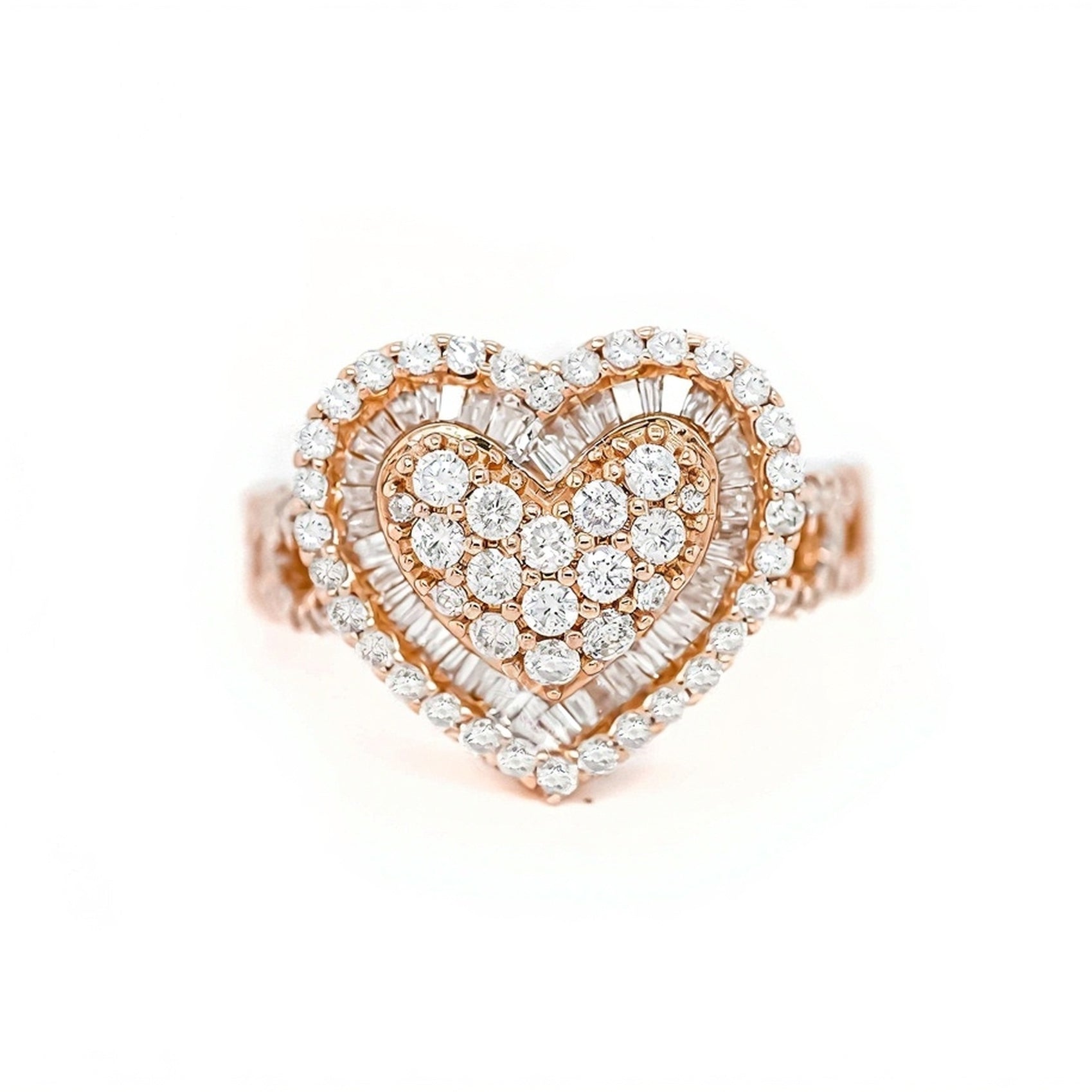 10k 3D Heart Design Ring with Intricate Diamond Detailing 1.60ct - Mr. Alex Jewelry