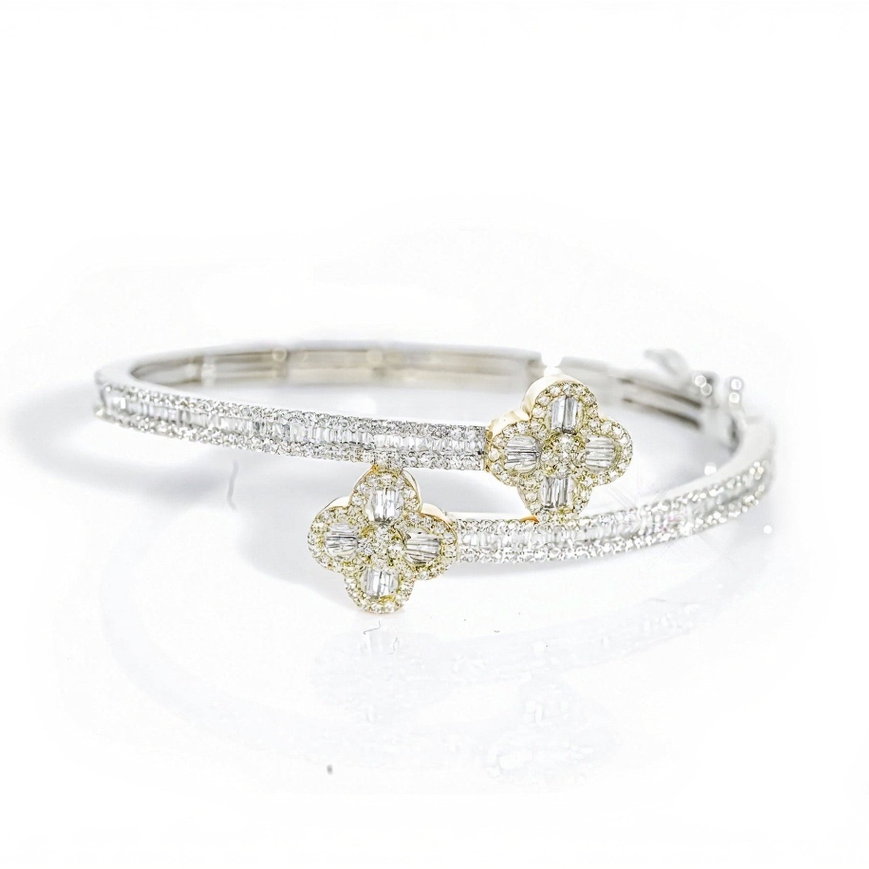 10k Clover Design Diamond Bangle 2.65ct - Mr. Alex Jewelry
