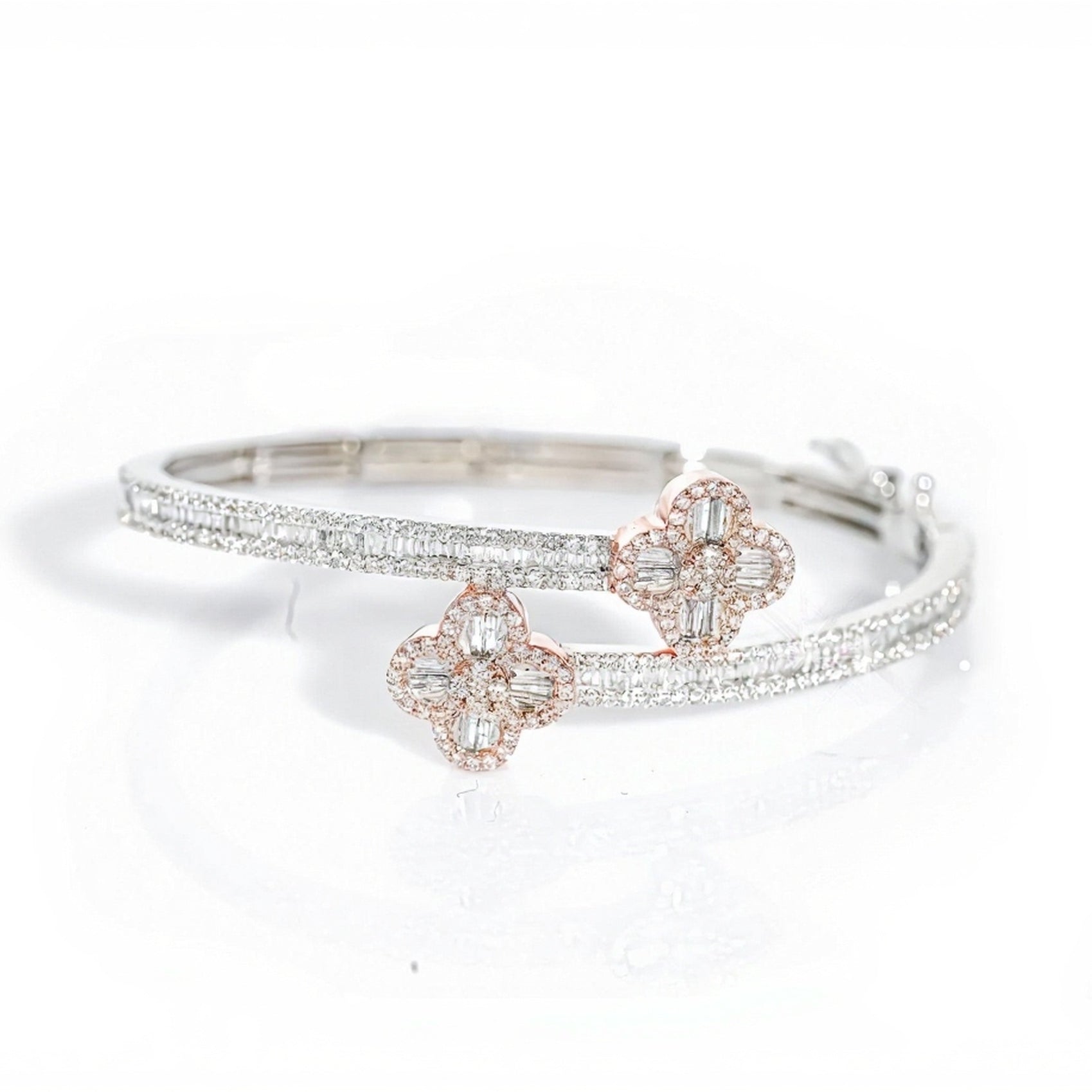 10k Clover Design Diamond Bangle 2.65ct - Mr. Alex Jewelry