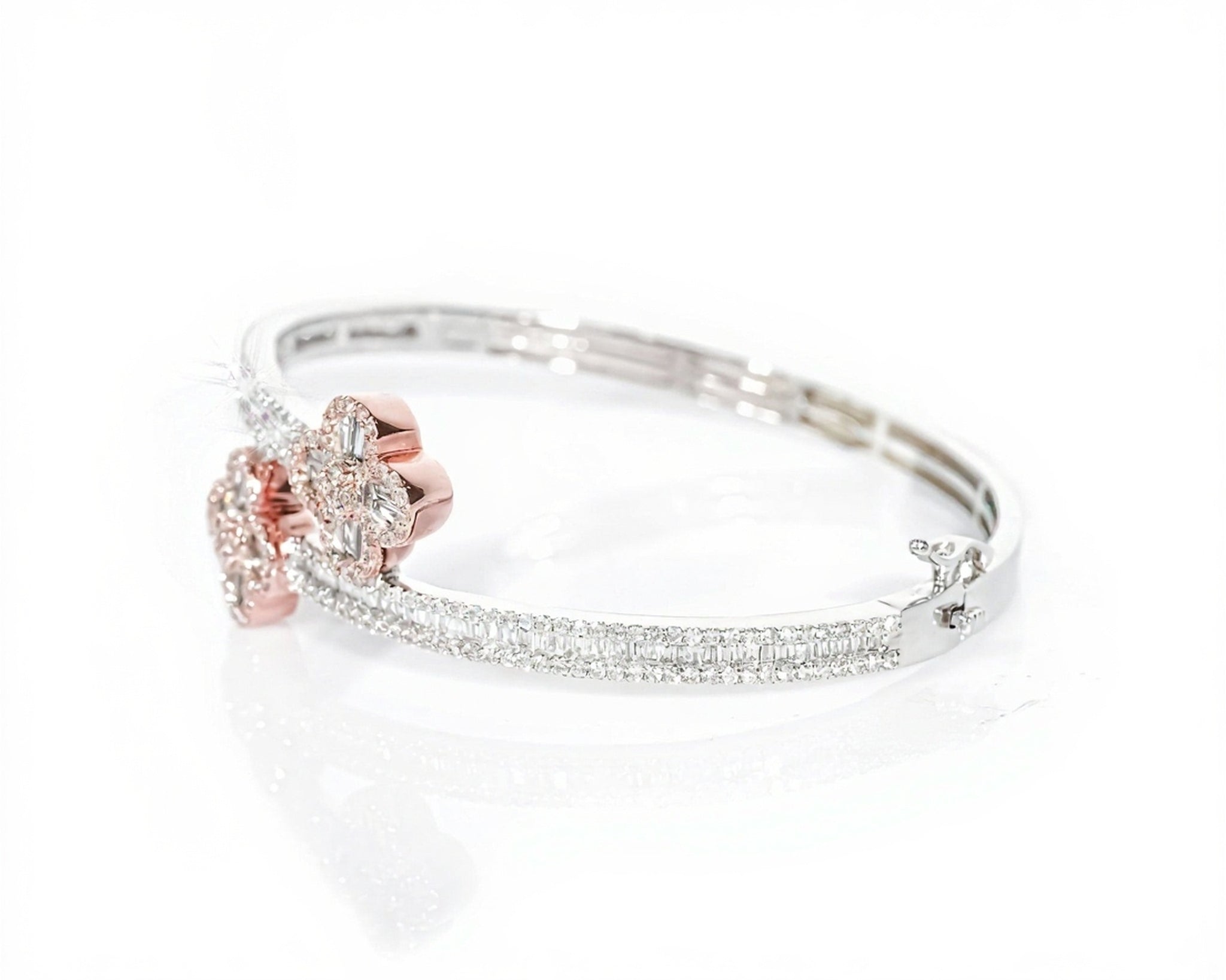 10k Clover Design Diamond Bangle 2.65ct - Mr. Alex Jewelry