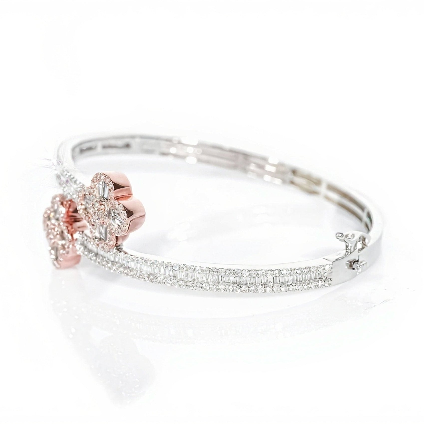 10k Clover Design Diamond Bangle 2.65ct - Mr. Alex Jewelry