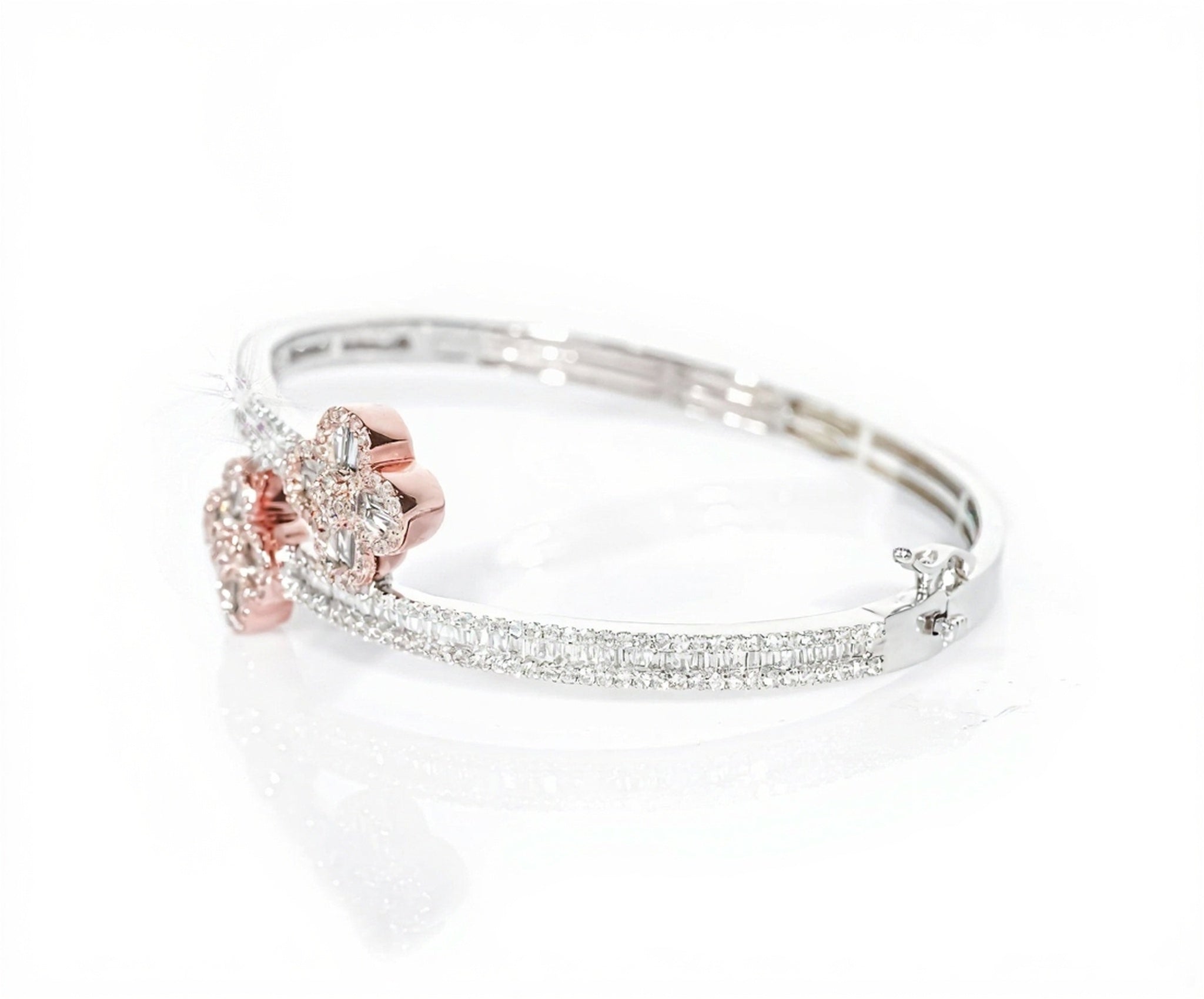 10k Clover Design Diamond Bangle 2.65ct - Mr. Alex Jewelry