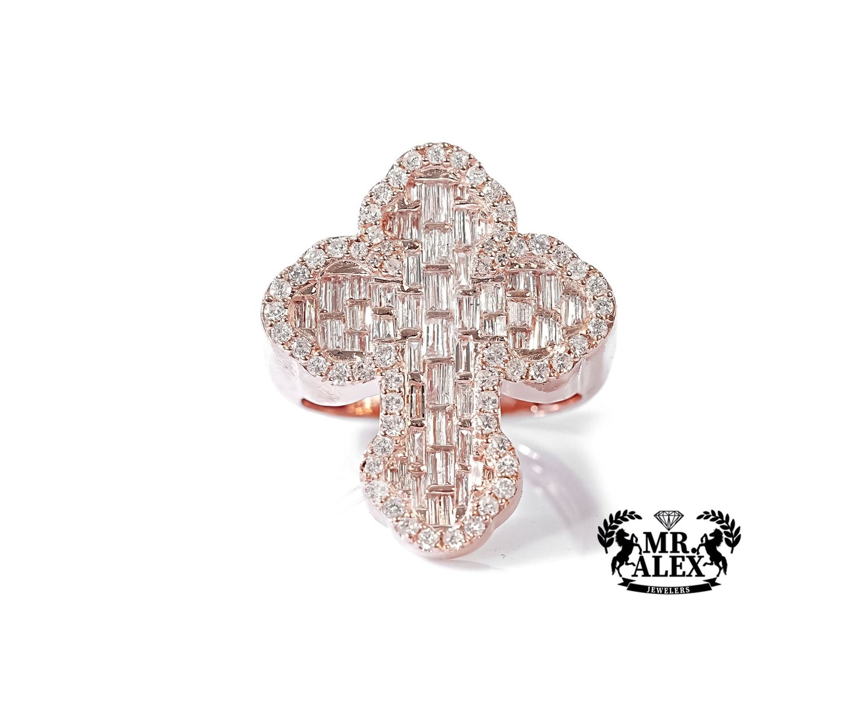 10K Emerald Essence Diamond Cross Ring 1.75ct - Mr. Alex Jewelry