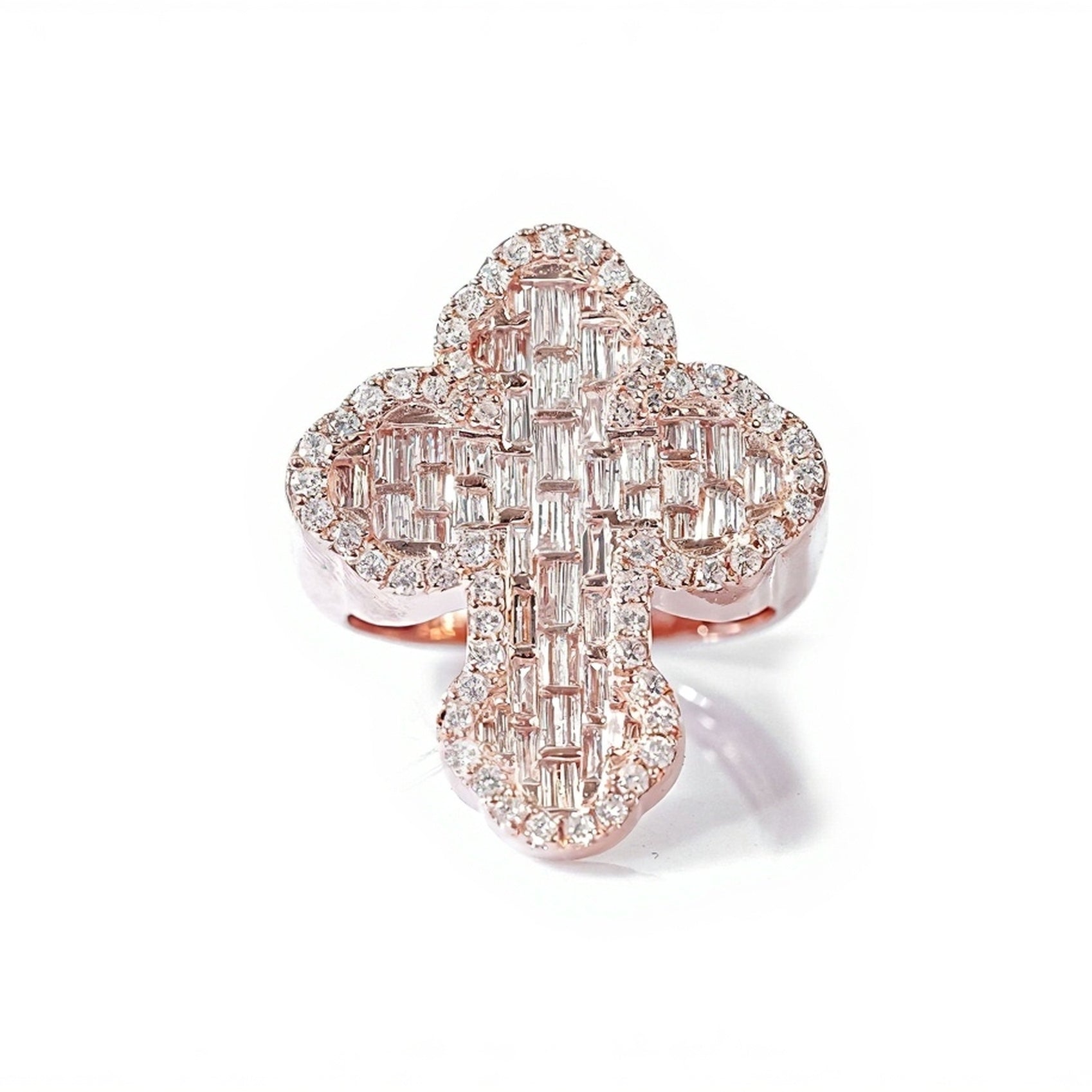 10K Emerald Essence Diamond Cross Ring 1.75ct - Mr. Alex Jewelry