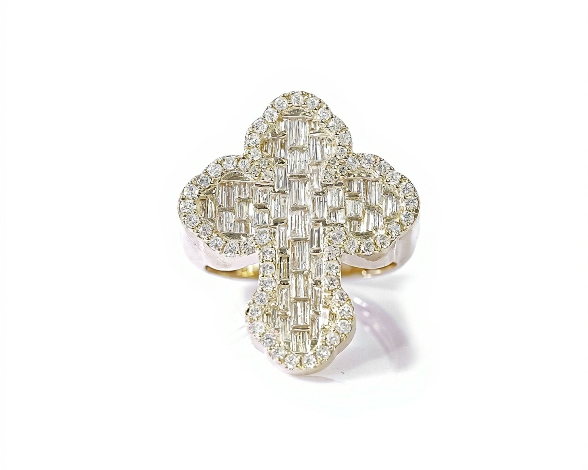 10K Emerald Essence Diamond Cross Ring 1.75ct - Mr. Alex Jewelry