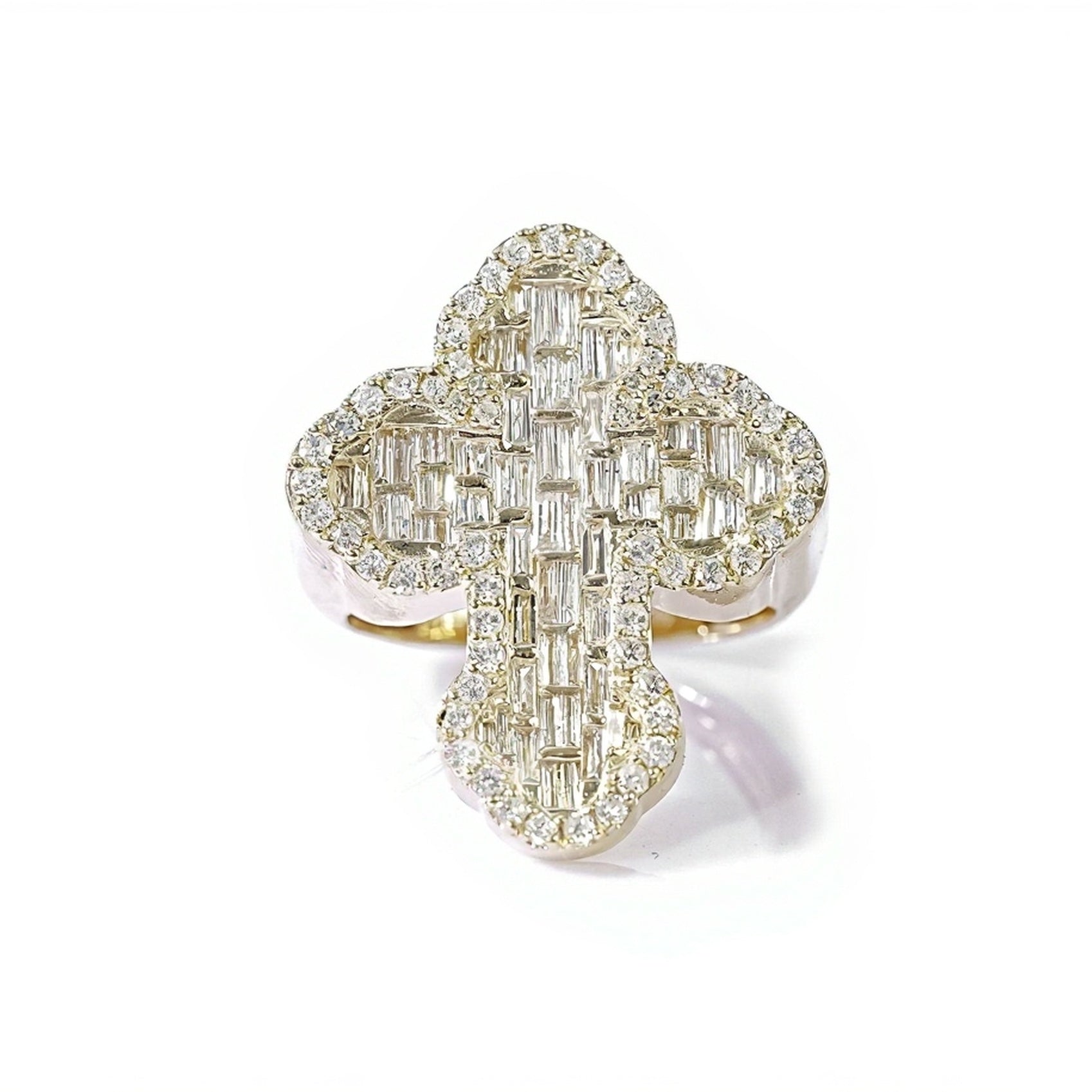 10K Emerald Essence Diamond Cross Ring 1.75ct - Mr. Alex Jewelry