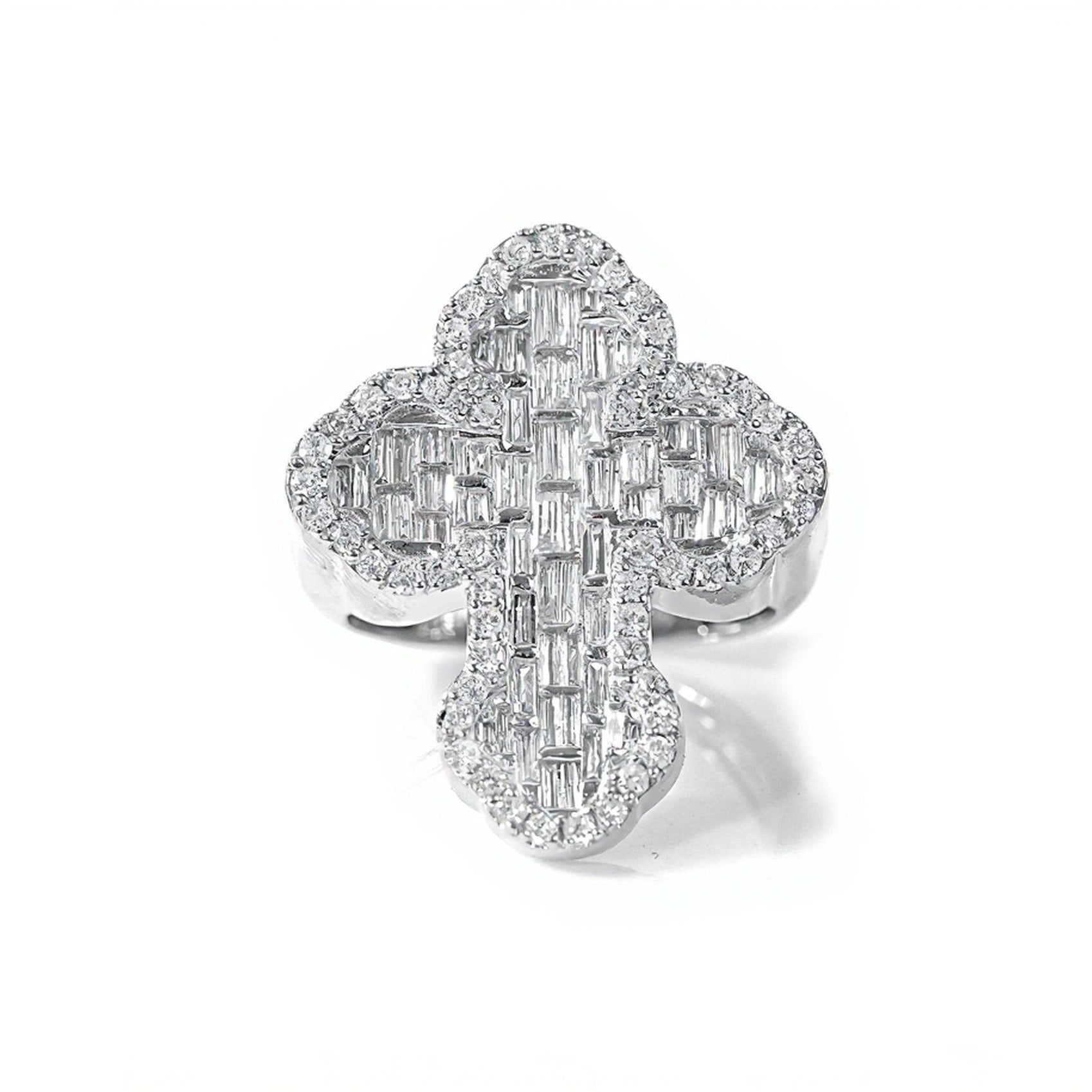 10K Emerald Essence Diamond Cross Ring 1.75ct - Mr. Alex Jewelry