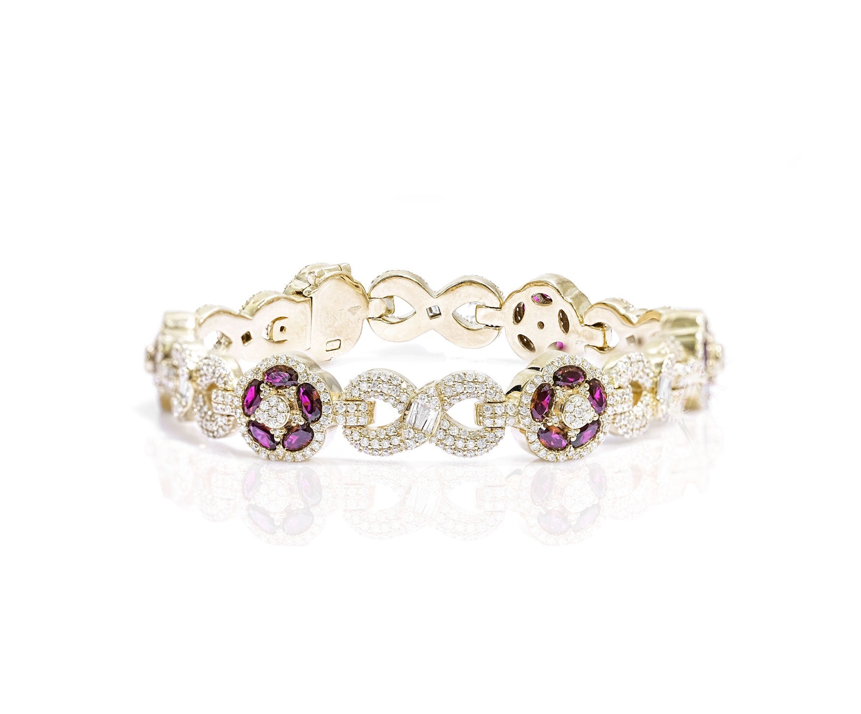 10k Floral and Infinity Link Bracelet with Red Sapphire 6.0ct - Mr. Alex Jewelry